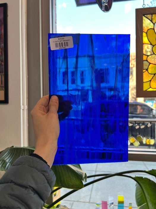 Dark Blue Wispy Spectrum Sheet Glass Bullseye