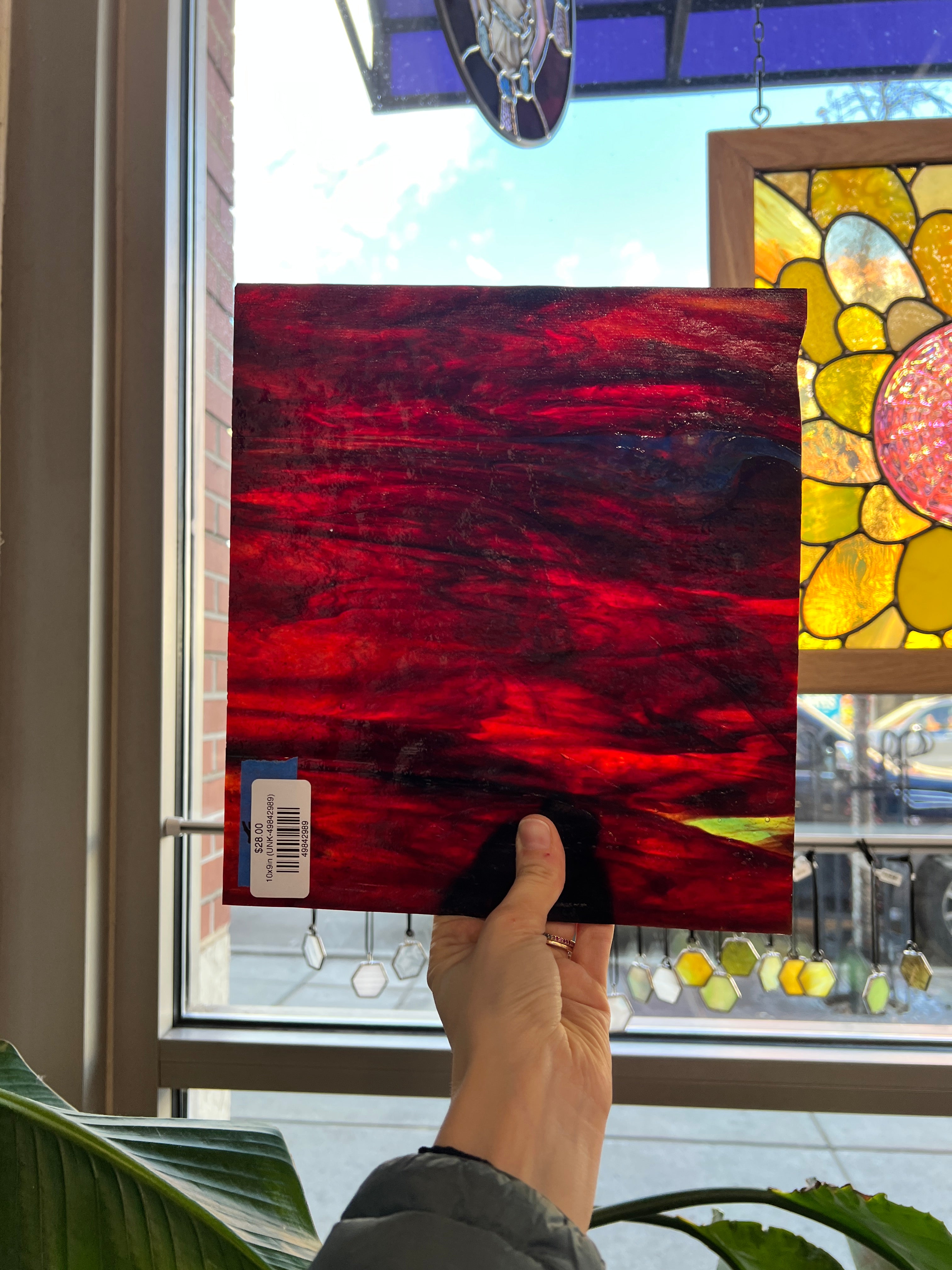 Vibrant Wispy Red Blue Mixed Sheet Glass Colorado Glassworks