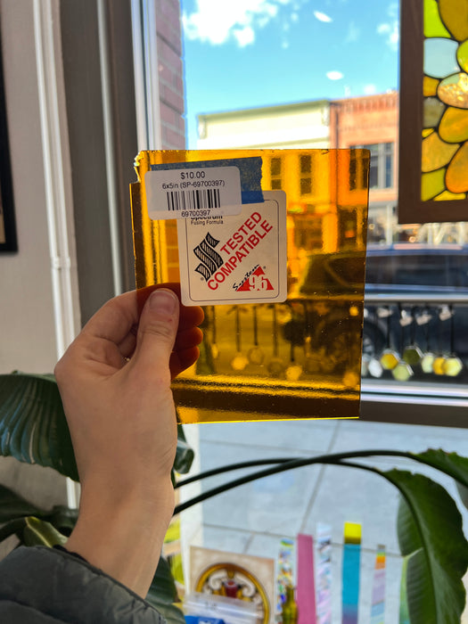 Amber Transparent Spectrum Vintage System 96 COE Sheet Glass Colorado Glassworks 6x5in (SP-69700397)