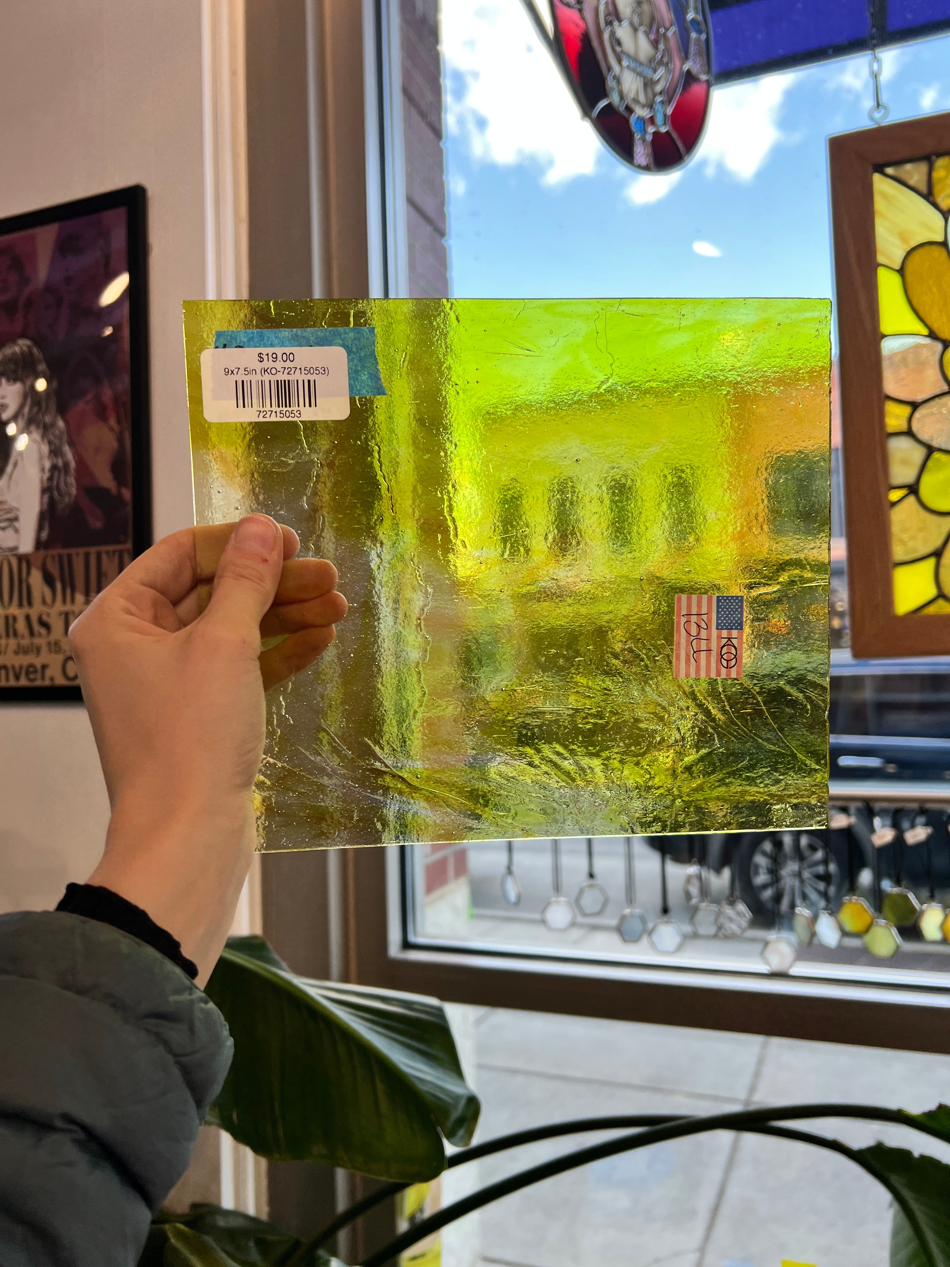 Yellow Wispy Clear Kokomo Sheet Glass Colorado Glass Works