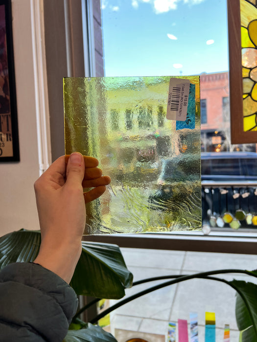 Yellow Wispy Clear Kokomo Sheet Glass Colorado Glass Works