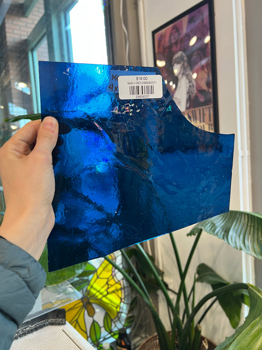 Azure Blue Transparent Kokomo Sheet Glass Colorado Glassworks 9x6in (KO-29608237)