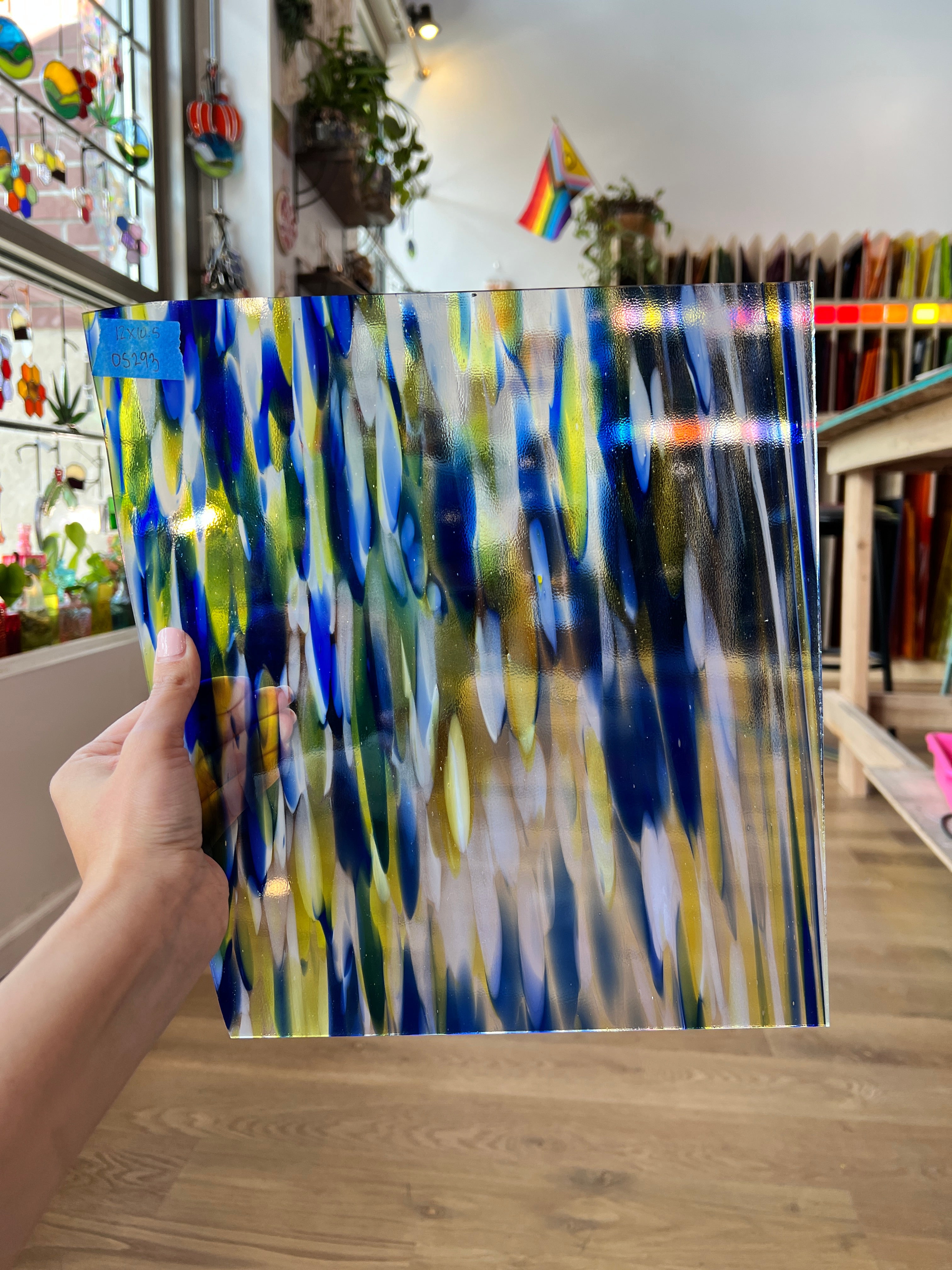 Atlantis Blue & Yellow Spirit Glass Oceanside Fusible 96 COE (SPIRIT-4361-76S-F) Sheet Glass Colorado Glass Works