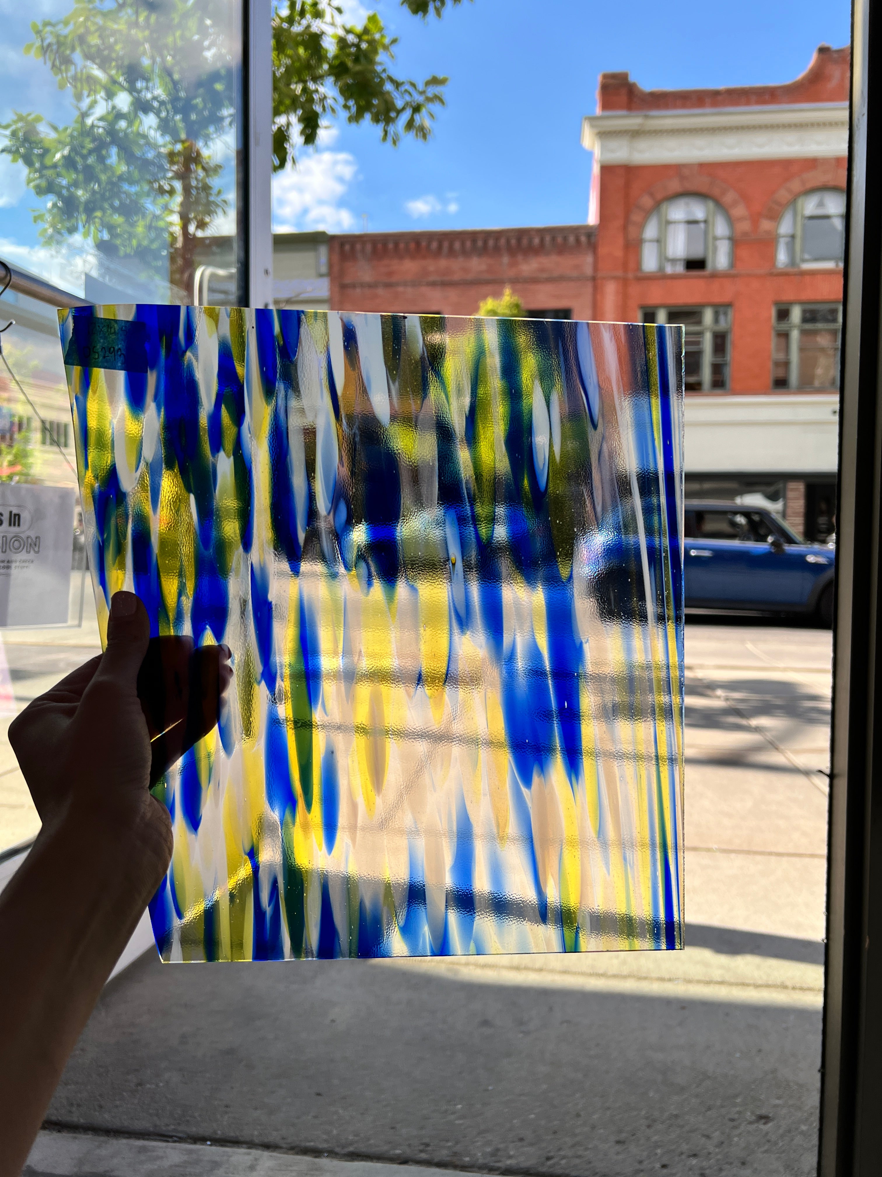 Atlantis Blue & Yellow Spirit Glass Oceanside Fusible 96 COE (SPIRIT-4361-76S-F) Sheet Glass Colorado Glass Works