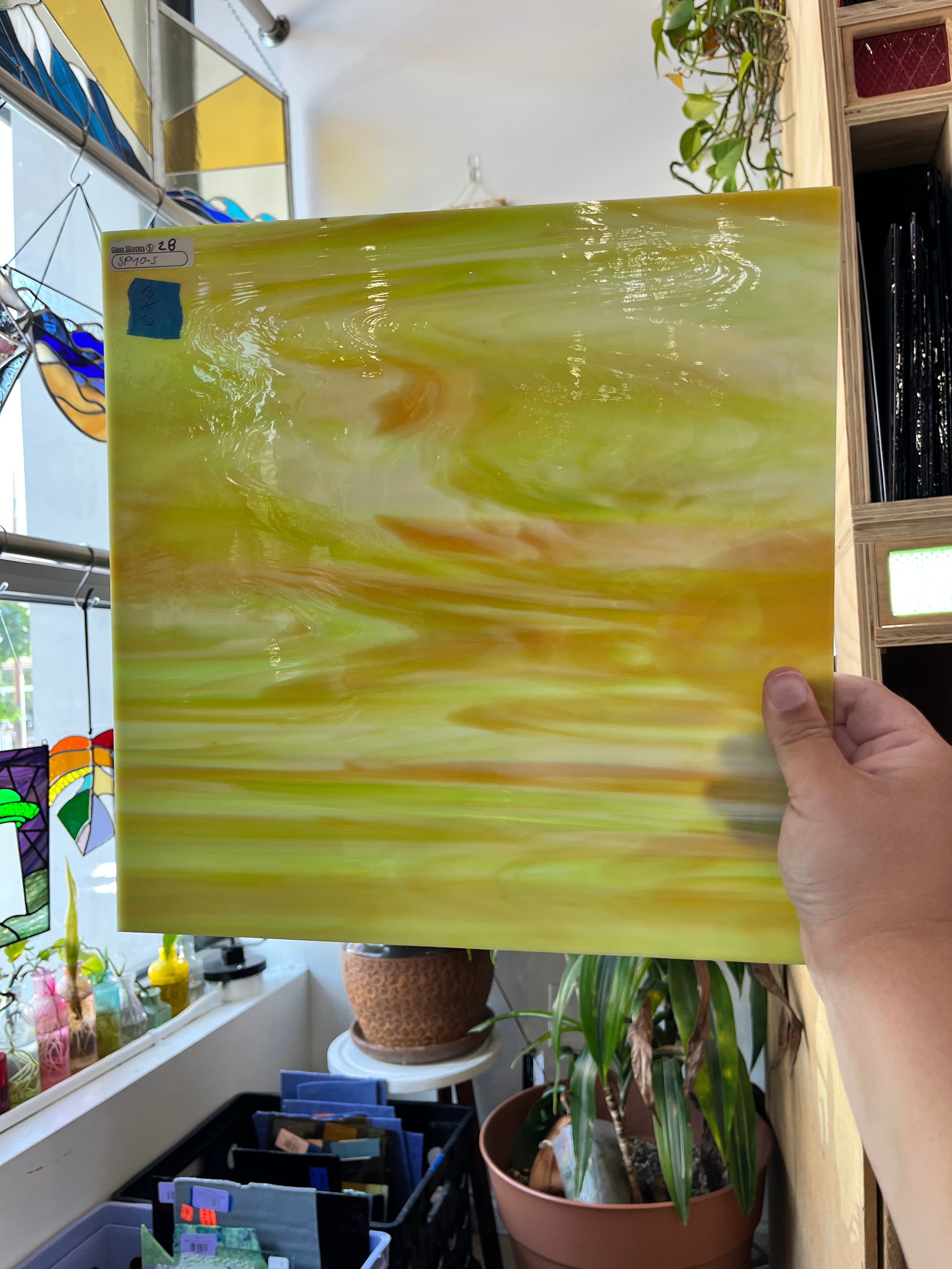 Spectrum Caramel Apple Wisp(S) Sheet Glass Colorado Glass Works