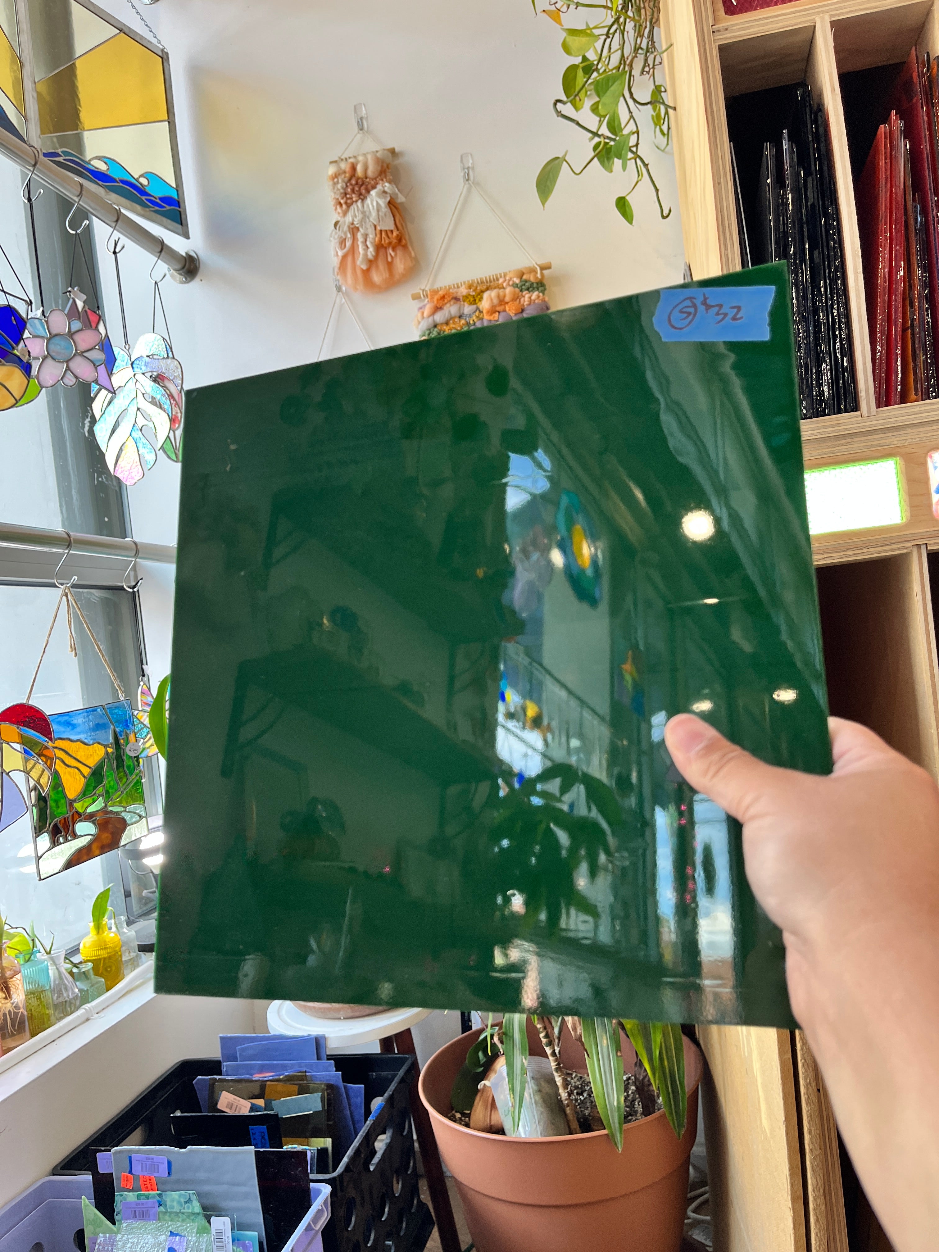 Stunning Deep Forest Green Opaque Retro Spectrum (S) Sheet Glass Colorado Glass Works