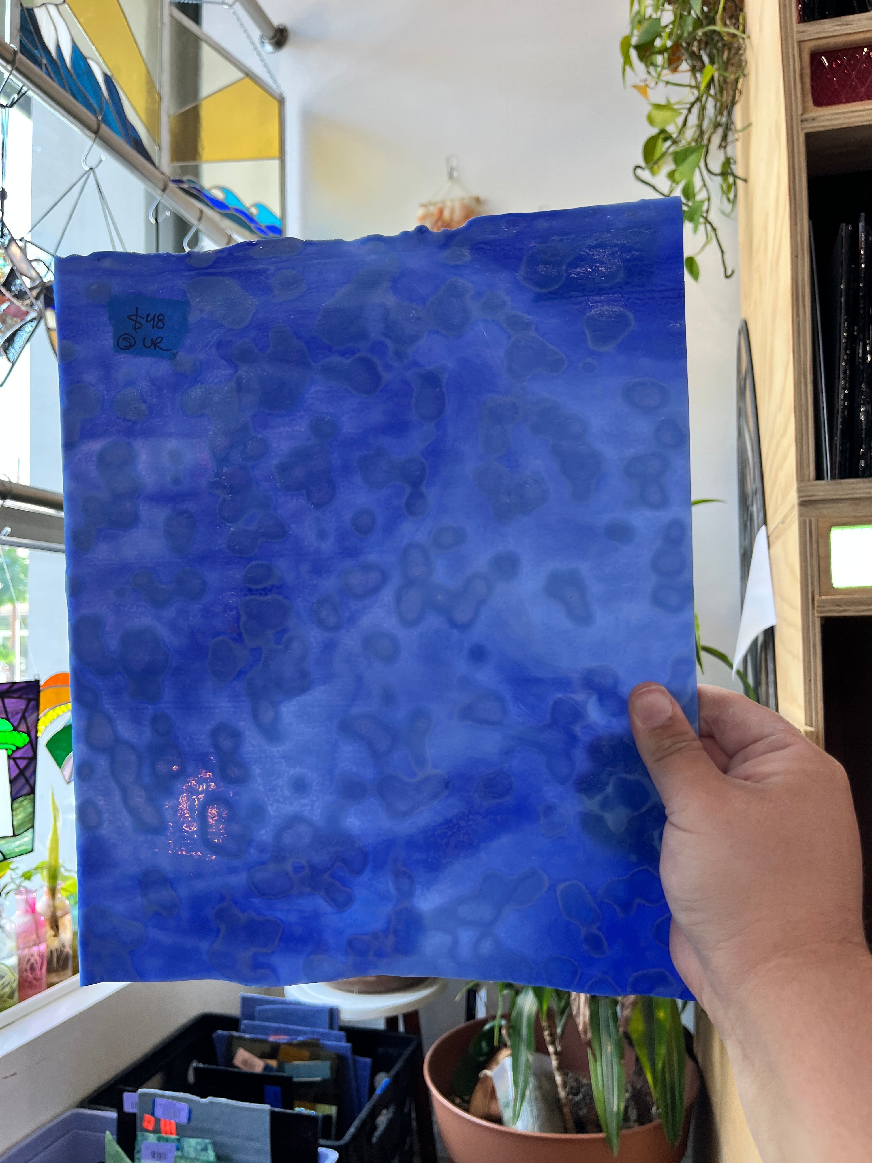 Blue Mottled Discontinued Oceana (S) Sheet Glass Oceana 10x8.5in