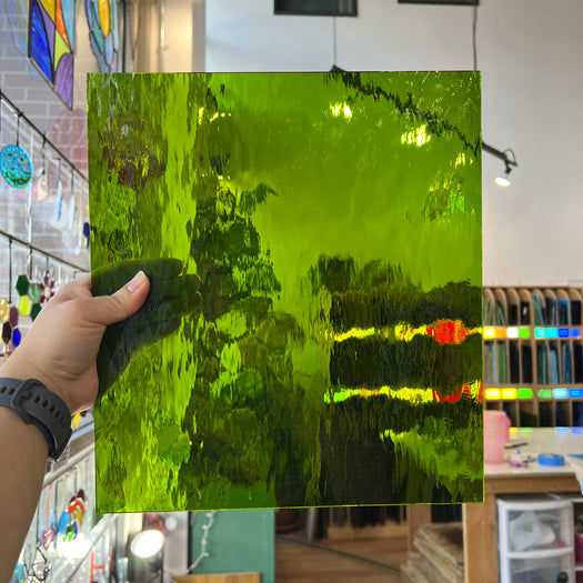 Moss Green Waterglass Oceanside Fusible 96 COE (526.2WF) Sheet Glass Colorado Glassworks