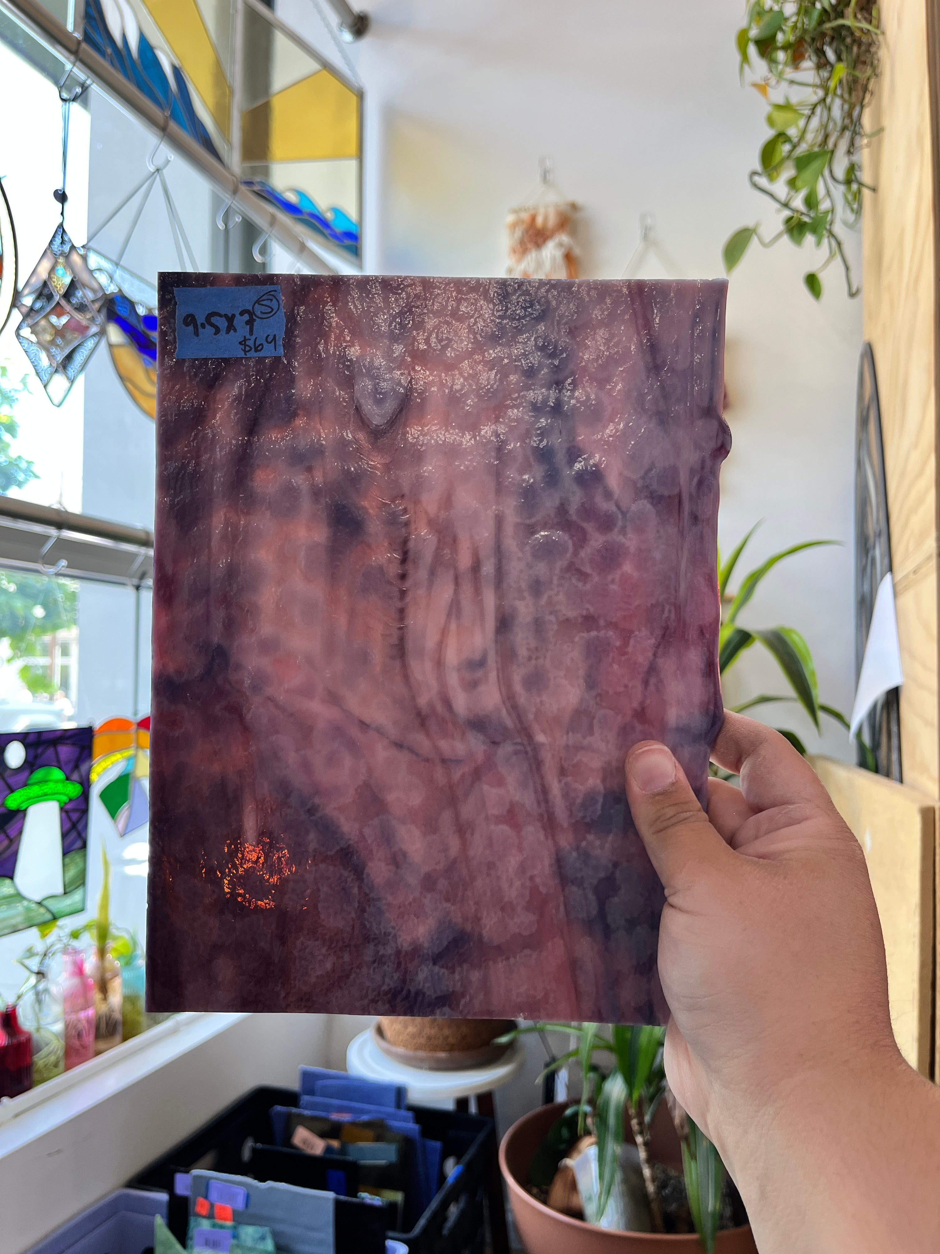 Purple Pink Mottled (S) Sheet Glass Colorado Glassworks 9.5x7in