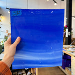 Lamberts Mouth Blown Blue Opaque and White Opaque on Clear (Flash Glass S198) Sheet Glass Colorado Glassworks LA376 (12x10.5in)