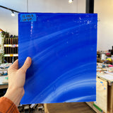 Lamberts Mouth Blown Blue Opaque and White Opaque on Clear (Flash Glass S198) Sheet Glass Colorado Glassworks LA375.1 (12x10.5in)