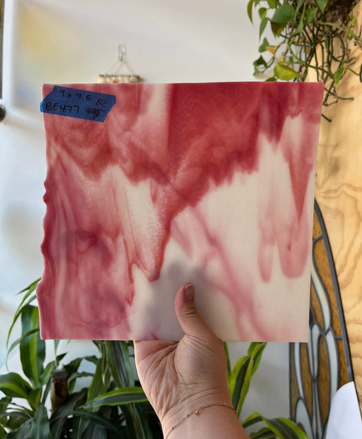 Pink and White Opaque Bullseye Fusible 90 COE Sheet Glass Colorado Glassworks