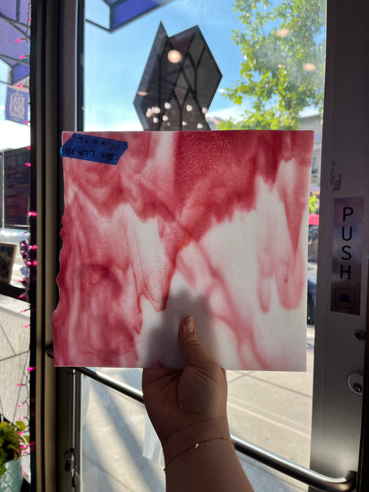 Pink and White Opaque Bullseye Fusible 90 COE Sheet Glass Colorado Glassworks