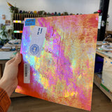 Neon Orange Iridescent Opaque Wissmach Fusible 96 COE (WI 96 42 LUM) Sheet Glass Colorado Glassworks