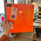 Neon Orange Iridescent Opaque Wissmach Fusible 96 COE (WI 96 42 LUM) Sheet Glass Colorado Glassworks