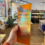 Transparent Orange Iridescent Bullseye Fusible 90 COE Sheet Glass Colorado Glassworks