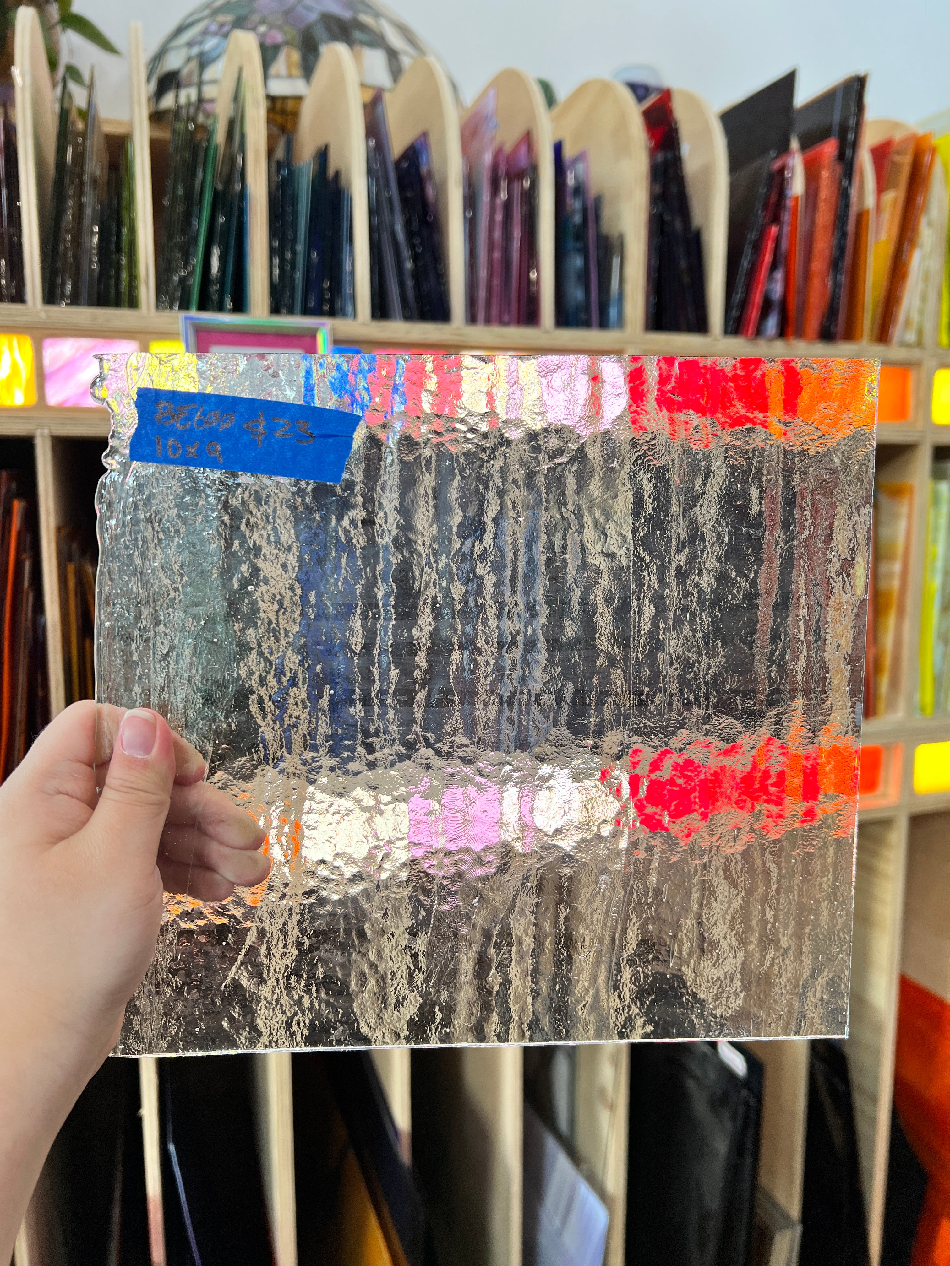 Vintage Transparent Clear Bullseye Fusible 90 COE Sheet Glass Bullseye BE600 (10 x 9in)