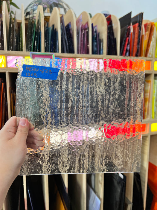 Vintage Transparent Clear Bullseye Fusible 90 COE Sheet Glass Bullseye BE600 (10 x 9in)