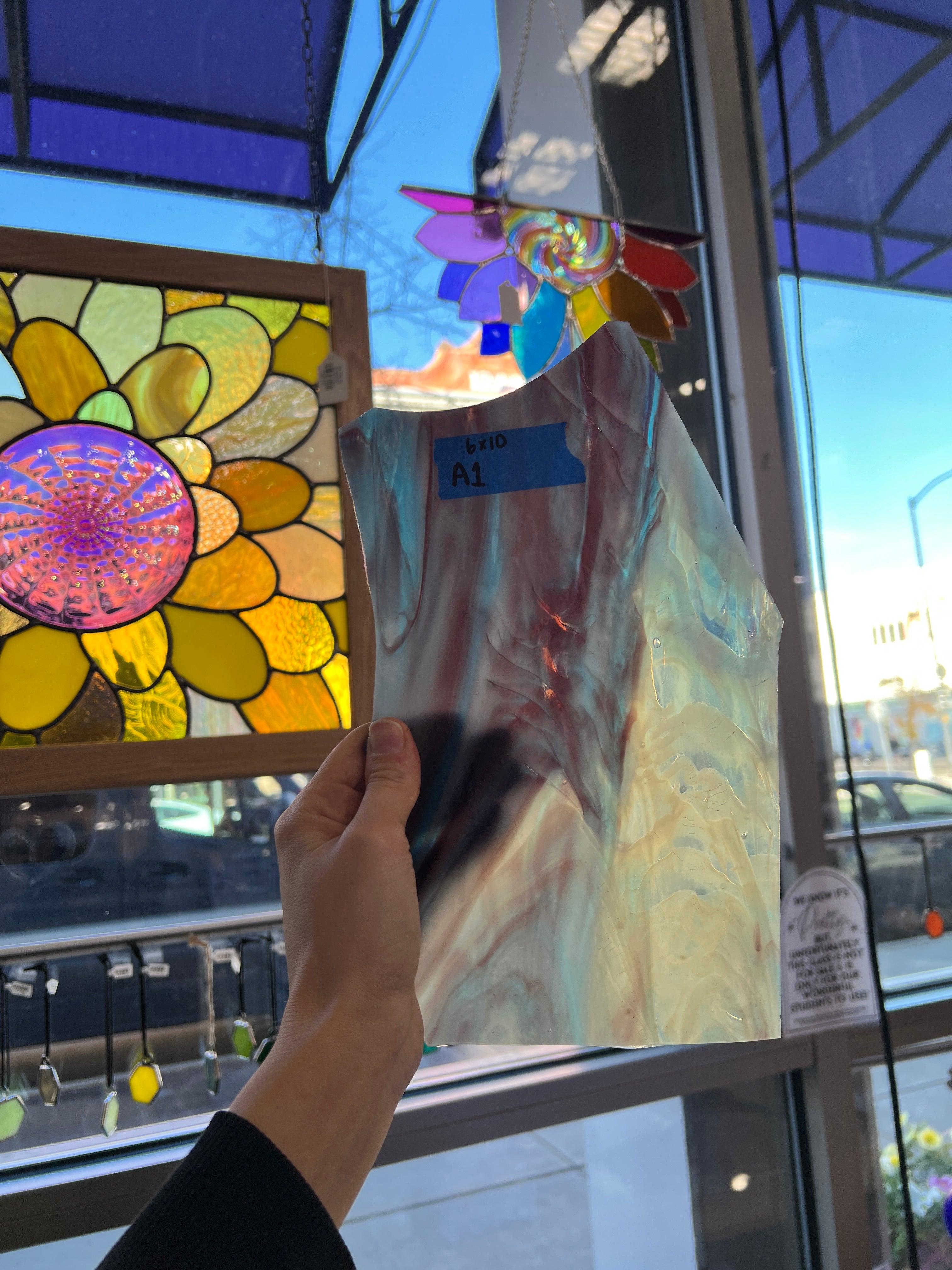 Amber Purple Blue Mixed Kokomo Sheet Glass Colorado Glassworks