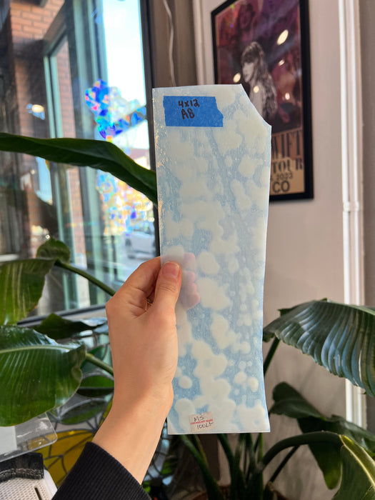 White Mottled Vintage Chicago Art Glass Sheet Glass Colorado Glassworks 12x4in (A8)