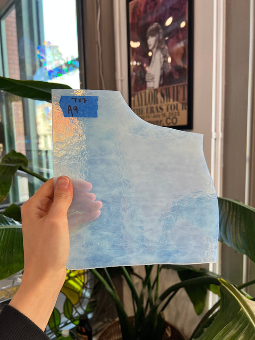 Vintage Milky Clear Chicago Art Glass Sheet Glass Colorado Glassworks 7x7in (A9)