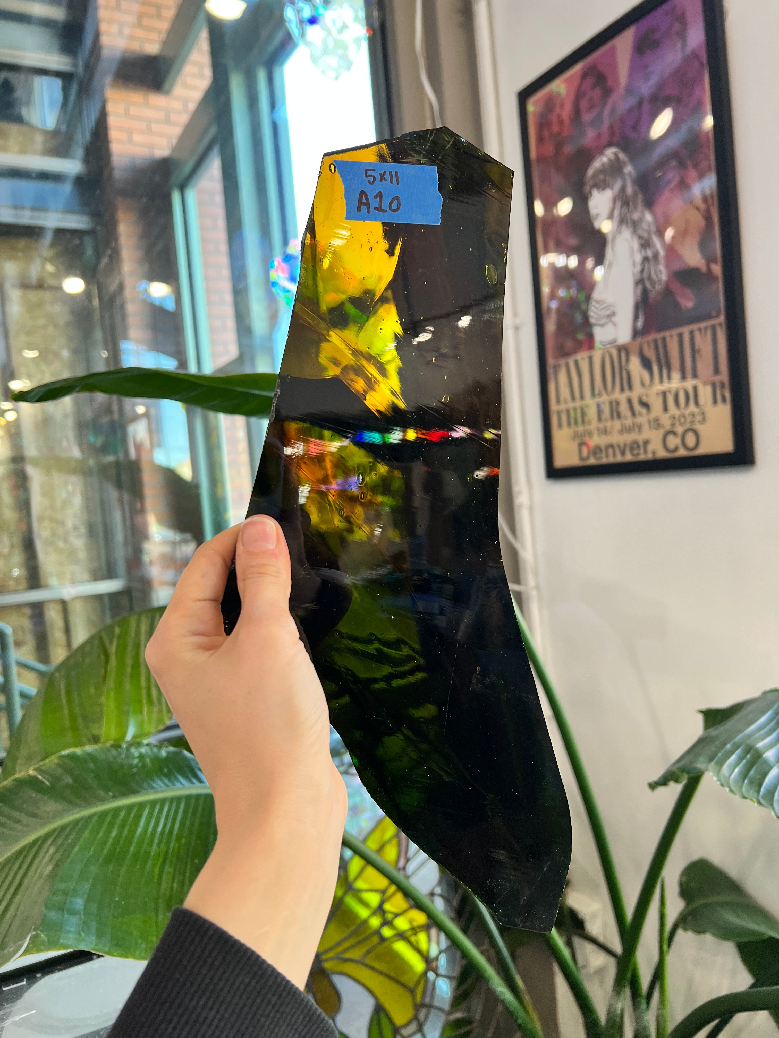 Green Amber Fade Vintage Hartley Wood Sheet Glass Colorado Glassworks