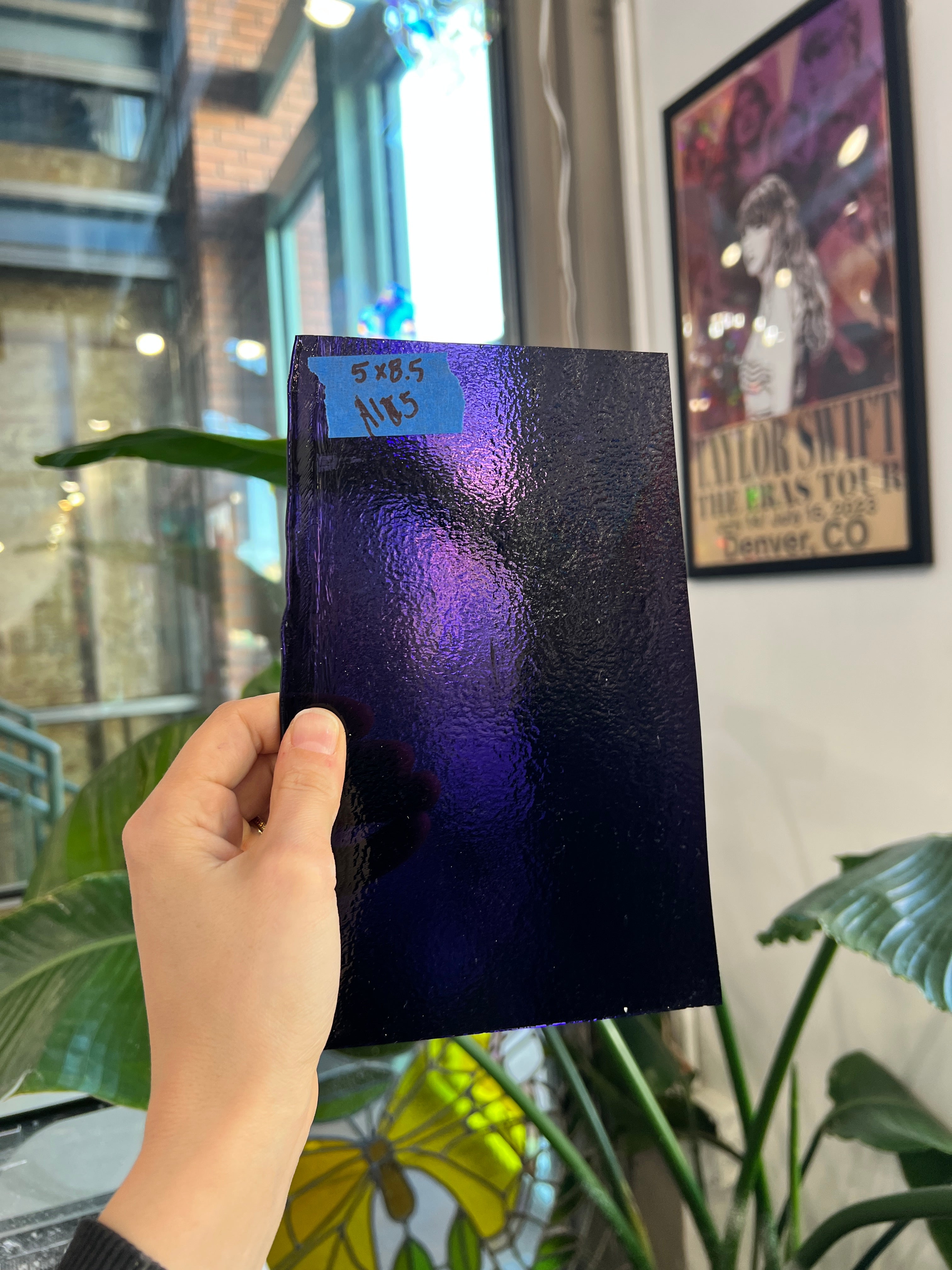 Thin Dark Purple Bullseye Fusible 90 COE Sheet Glass Colorado Glassworks 8.5x5in (BE-20631085)