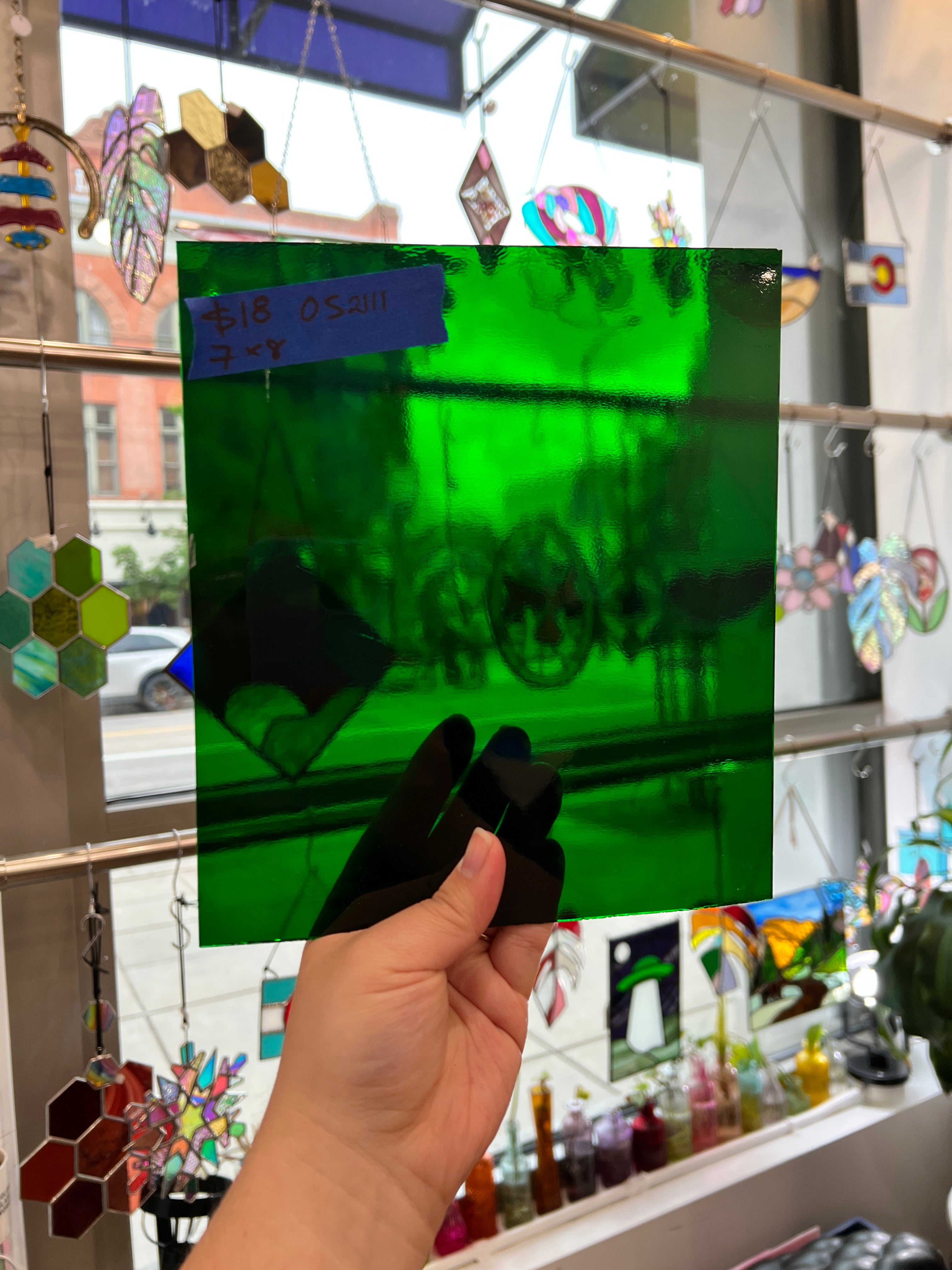 Transparent Dark Green Oceanside Fusible 96 COE Sheet Glass Colorado Glassworks OS2111 (7 x 8in)