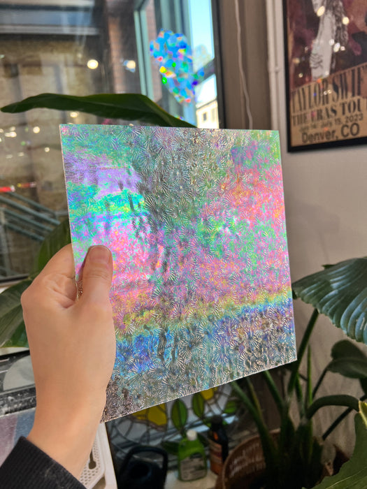 Iridescent Clear Florentine Wissmach Sheet Glass Colorado Glass Works