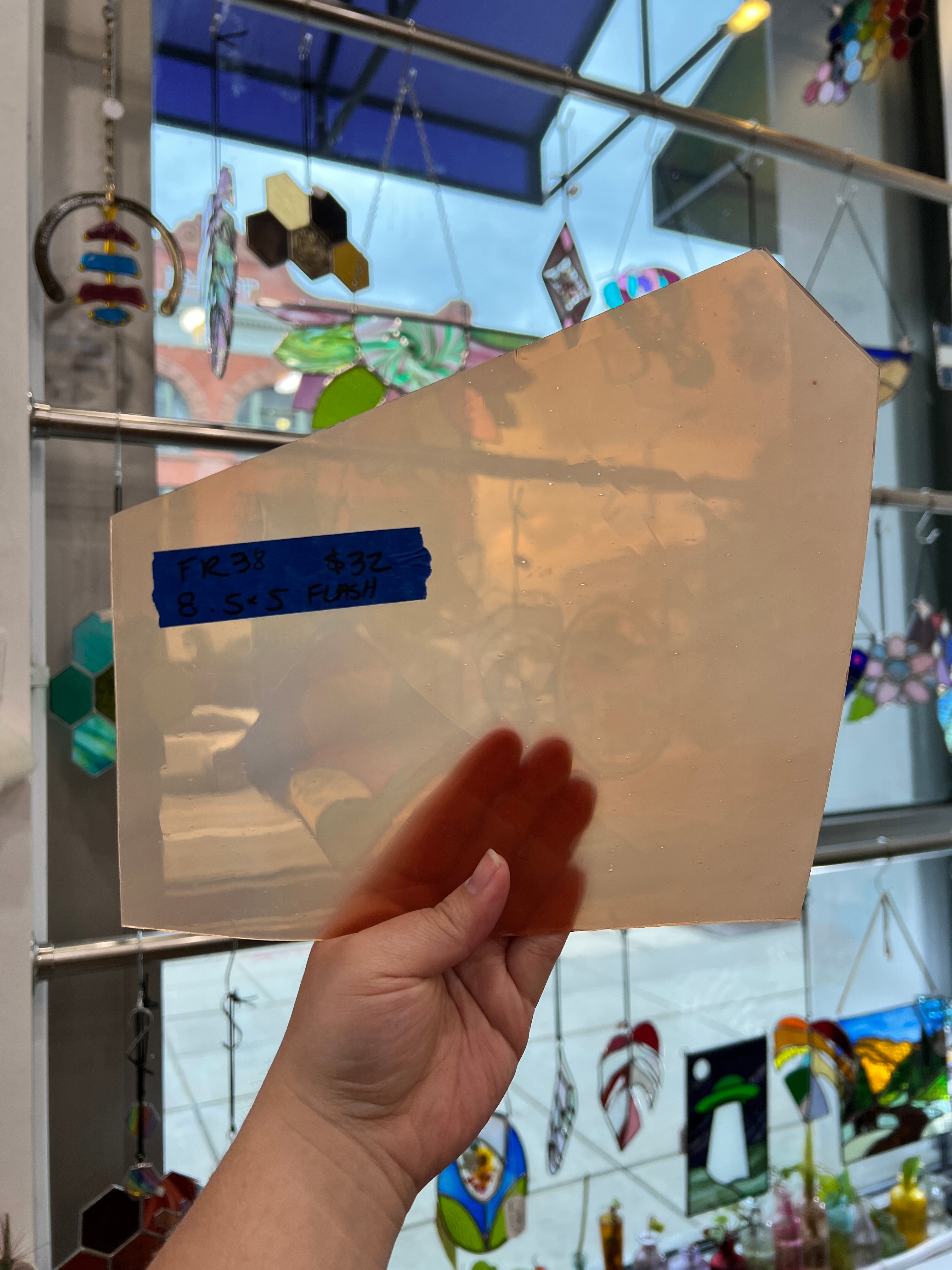 Mouthblown Peach Flashed Fremont Sheet Glass Colorado Glassworks