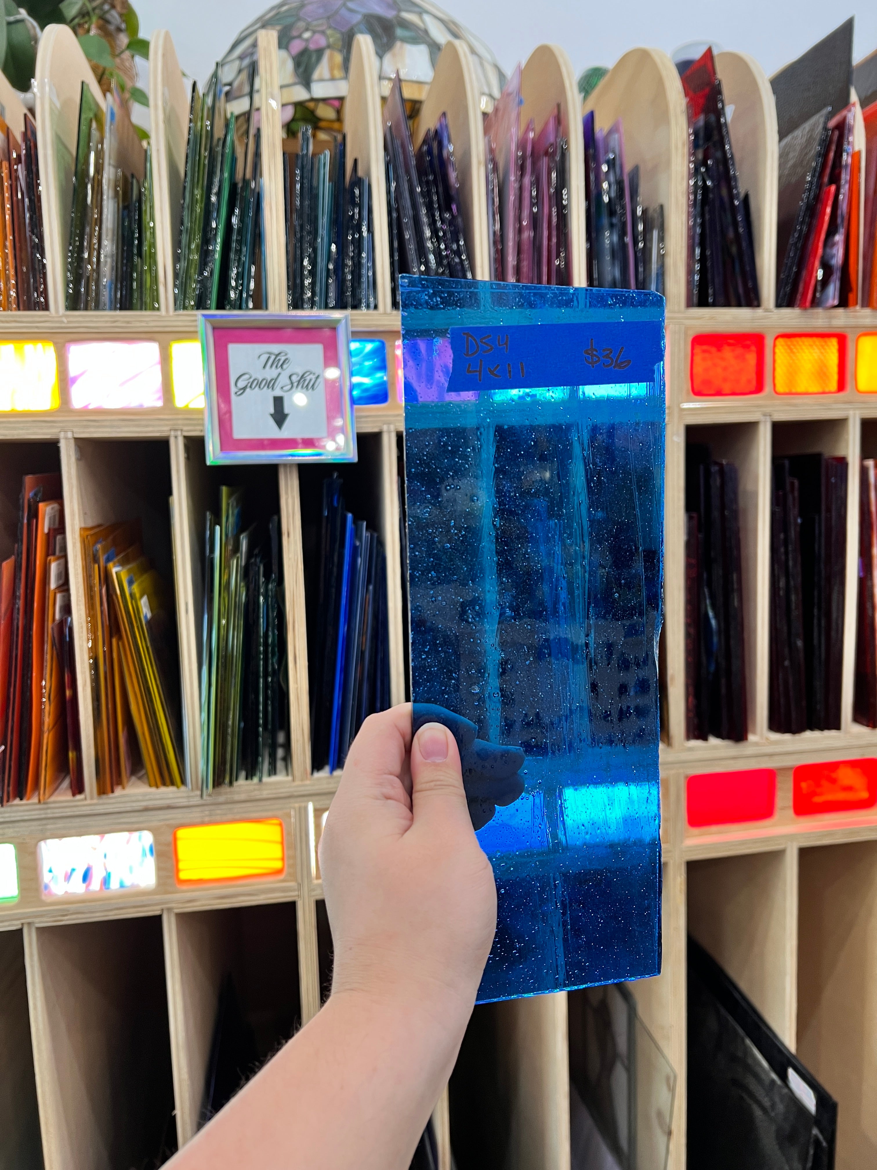 Seedy Transparent Blue Vintage Desag Sheet Glass Colorado Glassworks