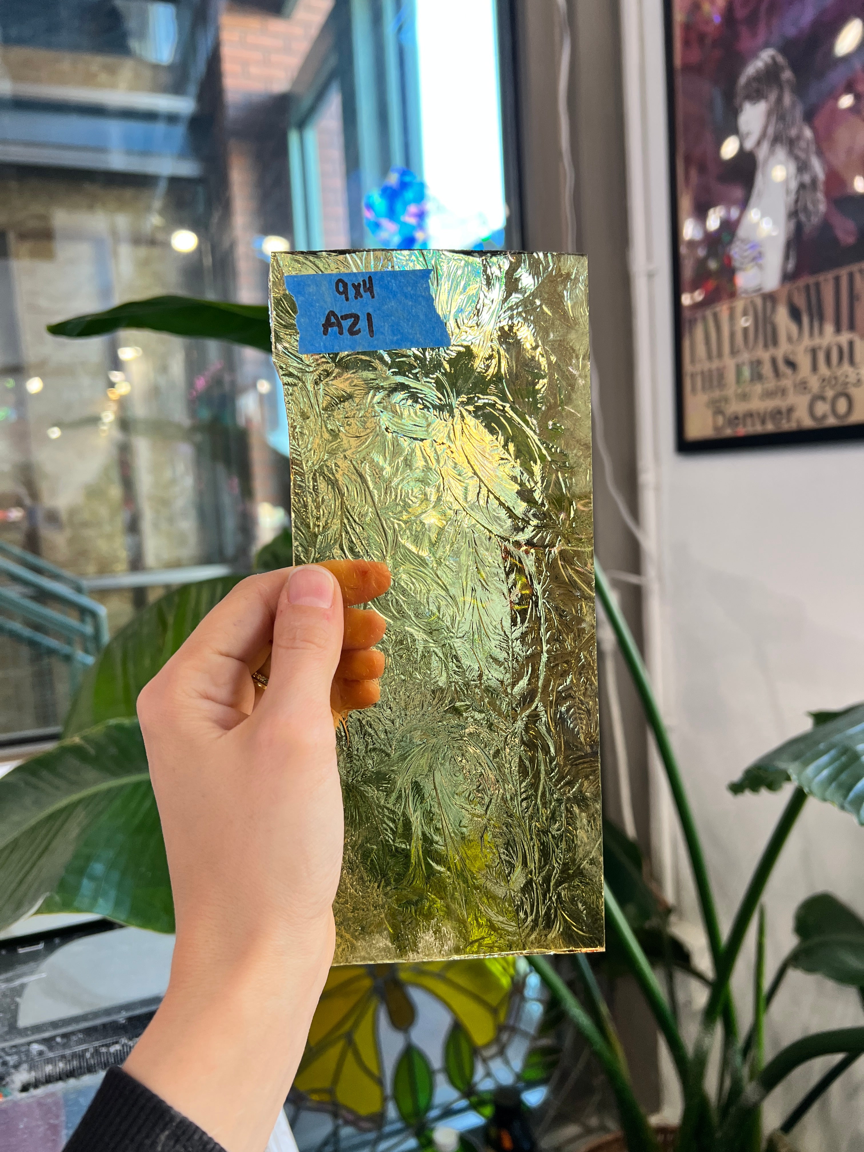 Yellow Amber Vintage Glue Chip Sheet Glass Colorado Glassworks