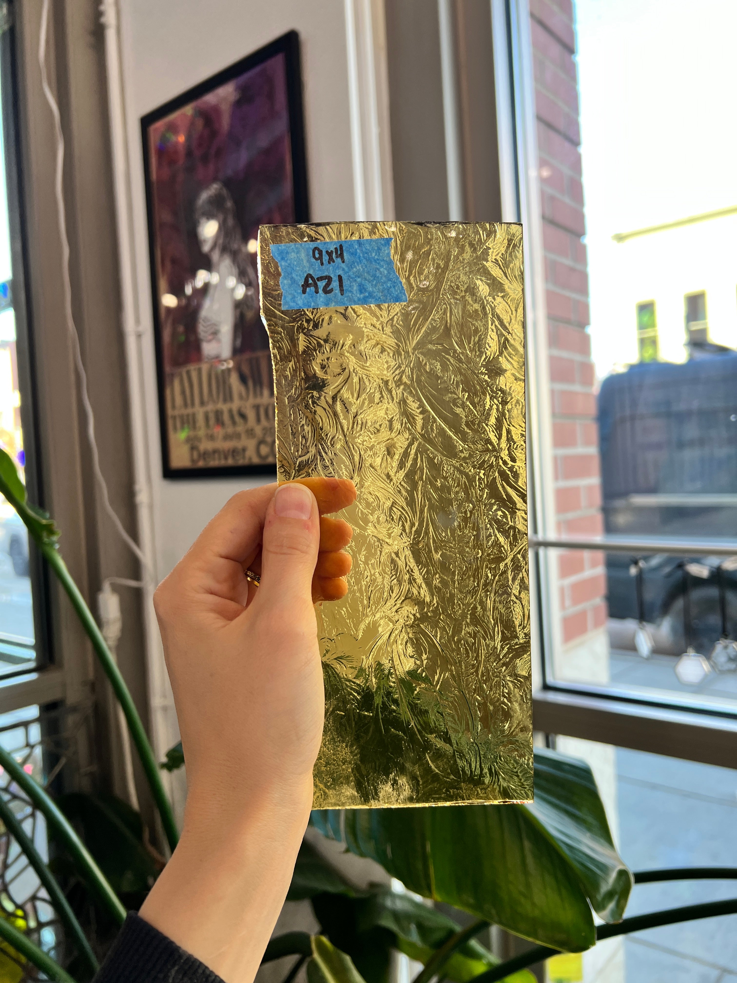 Yellow Amber Vintage Glue Chip Sheet Glass Colorado Glassworks