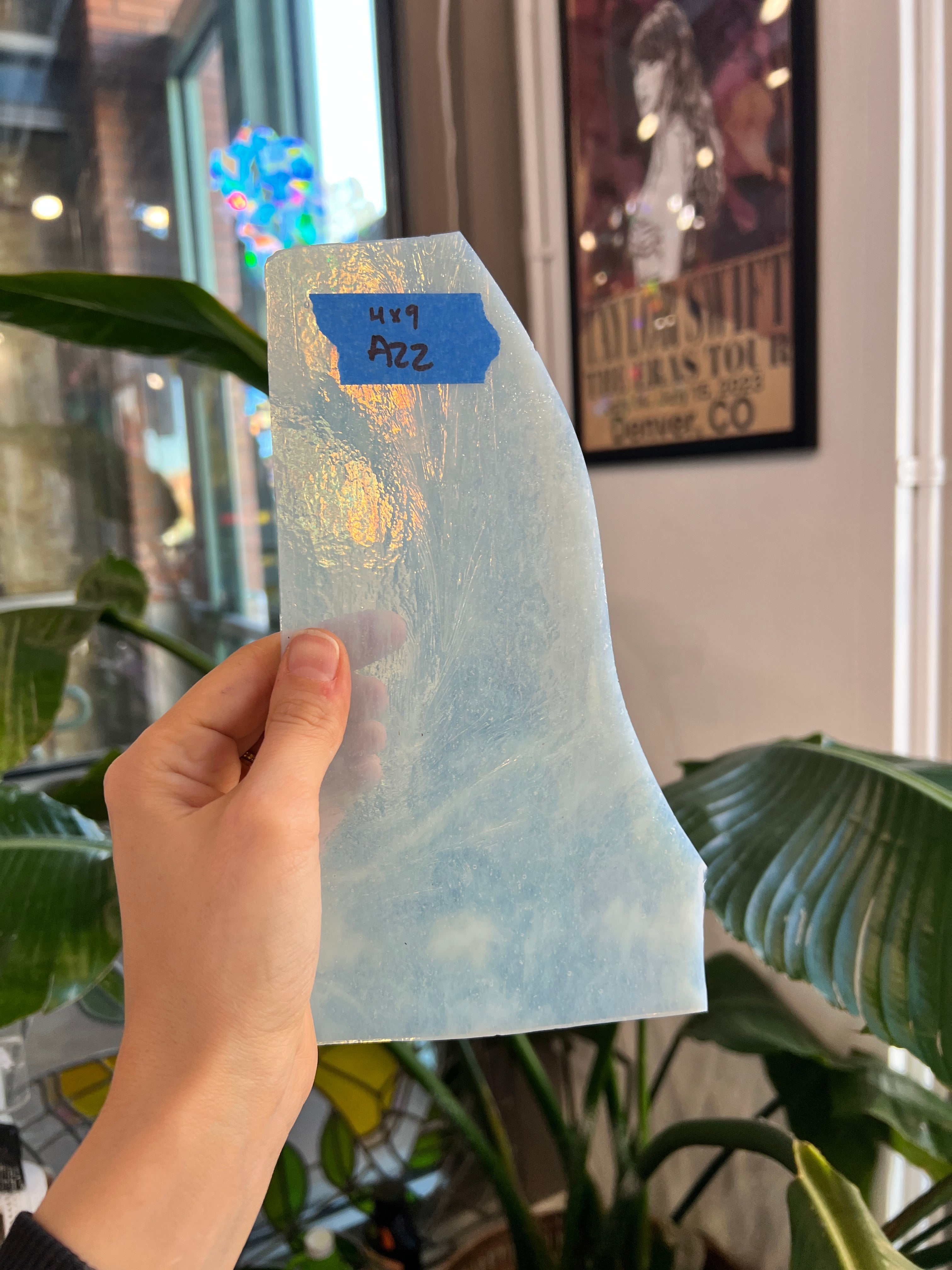 Vintage Milky Clear Chicago Art Glass Sheet Glass Colorado Glassworks 4x9in (CAG-81677869)