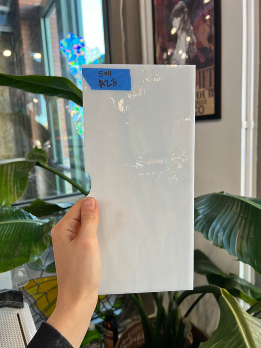 White Wispy Semi-Opaque Spectrum Sheet Glass Colorado Glassworks