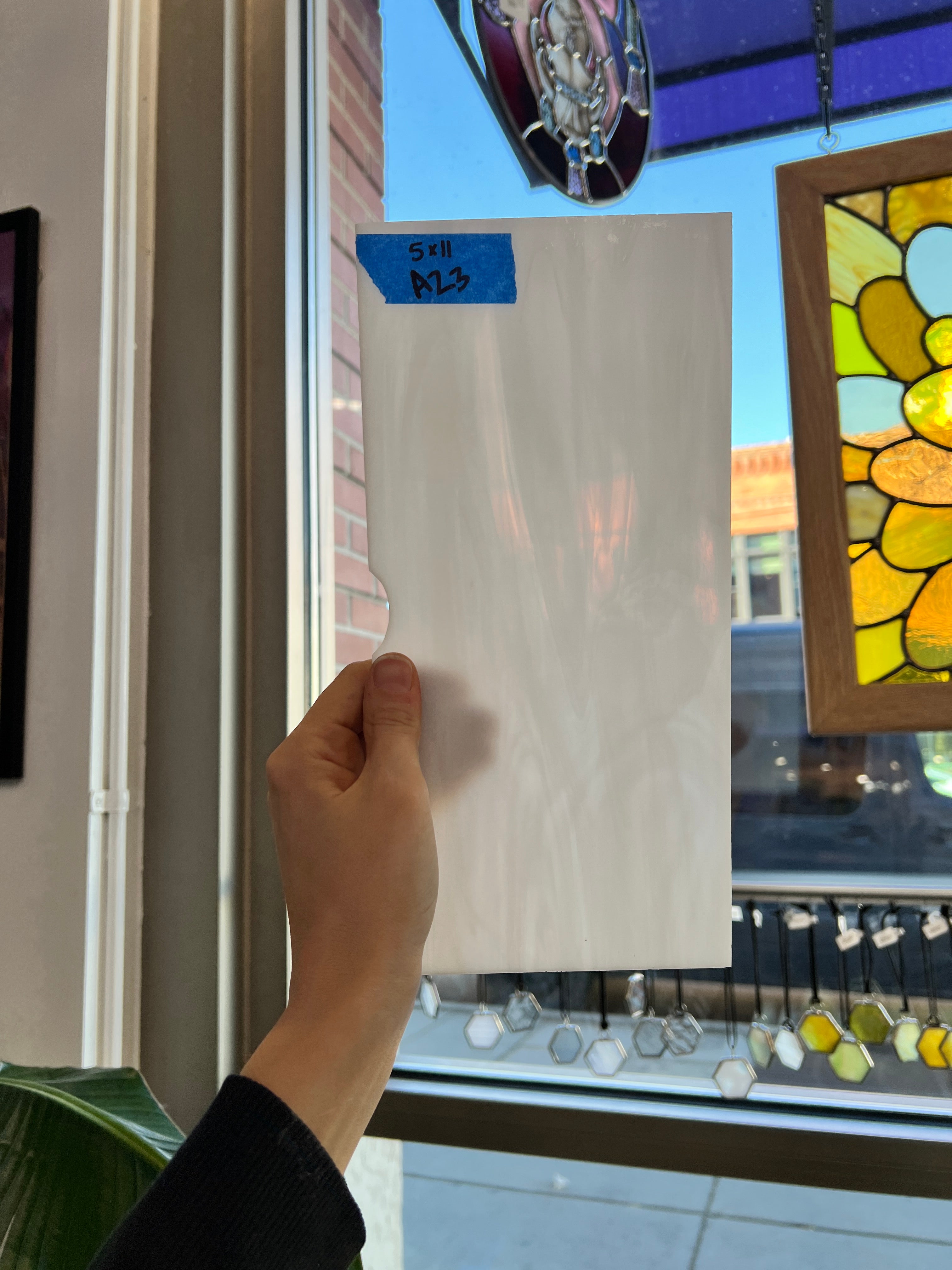 White Wispy Semi-Opaque Spectrum Sheet Glass Colorado Glassworks