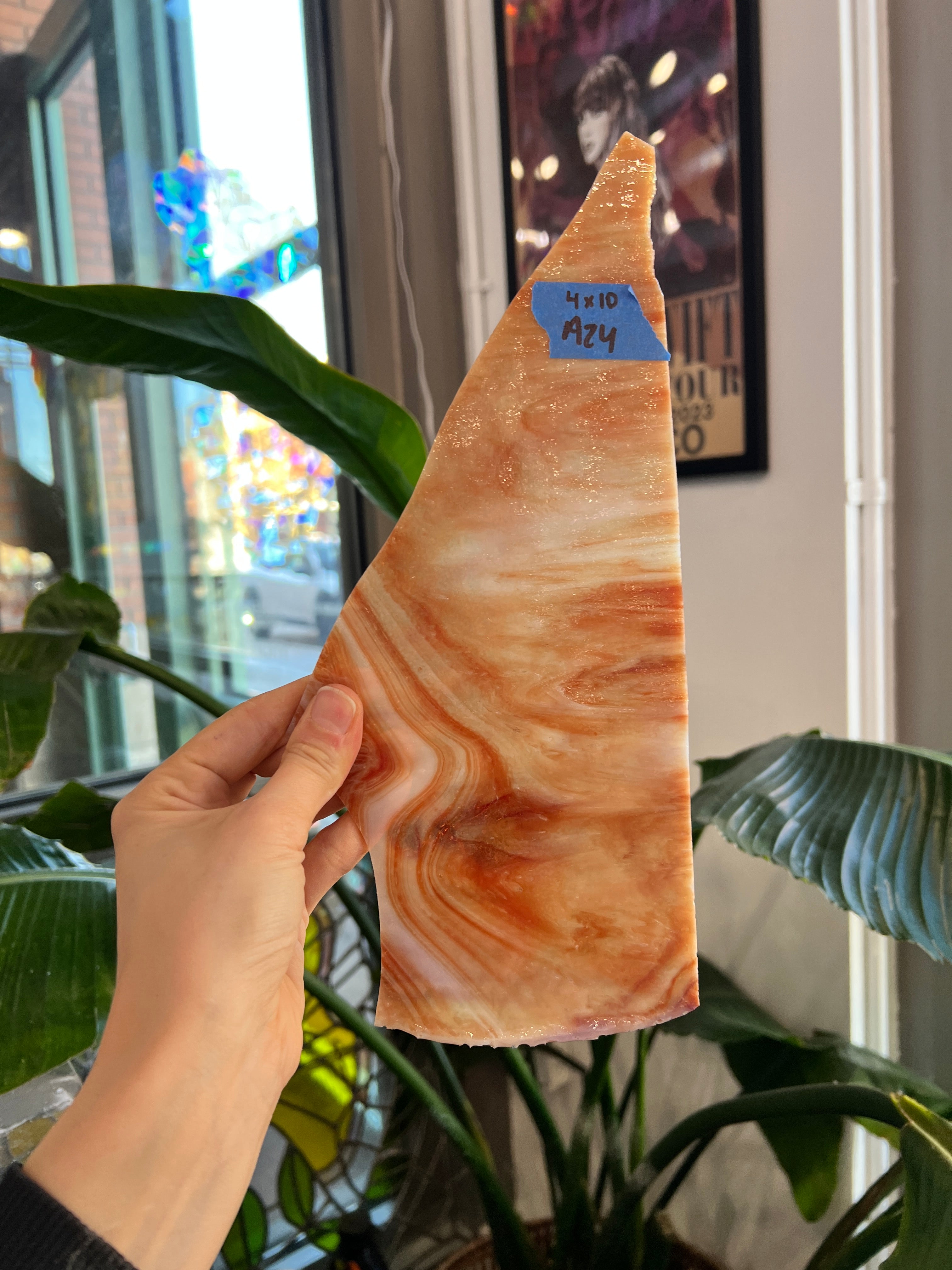 Red Orange White Wispy Sheet Glass Colorado Glassworks