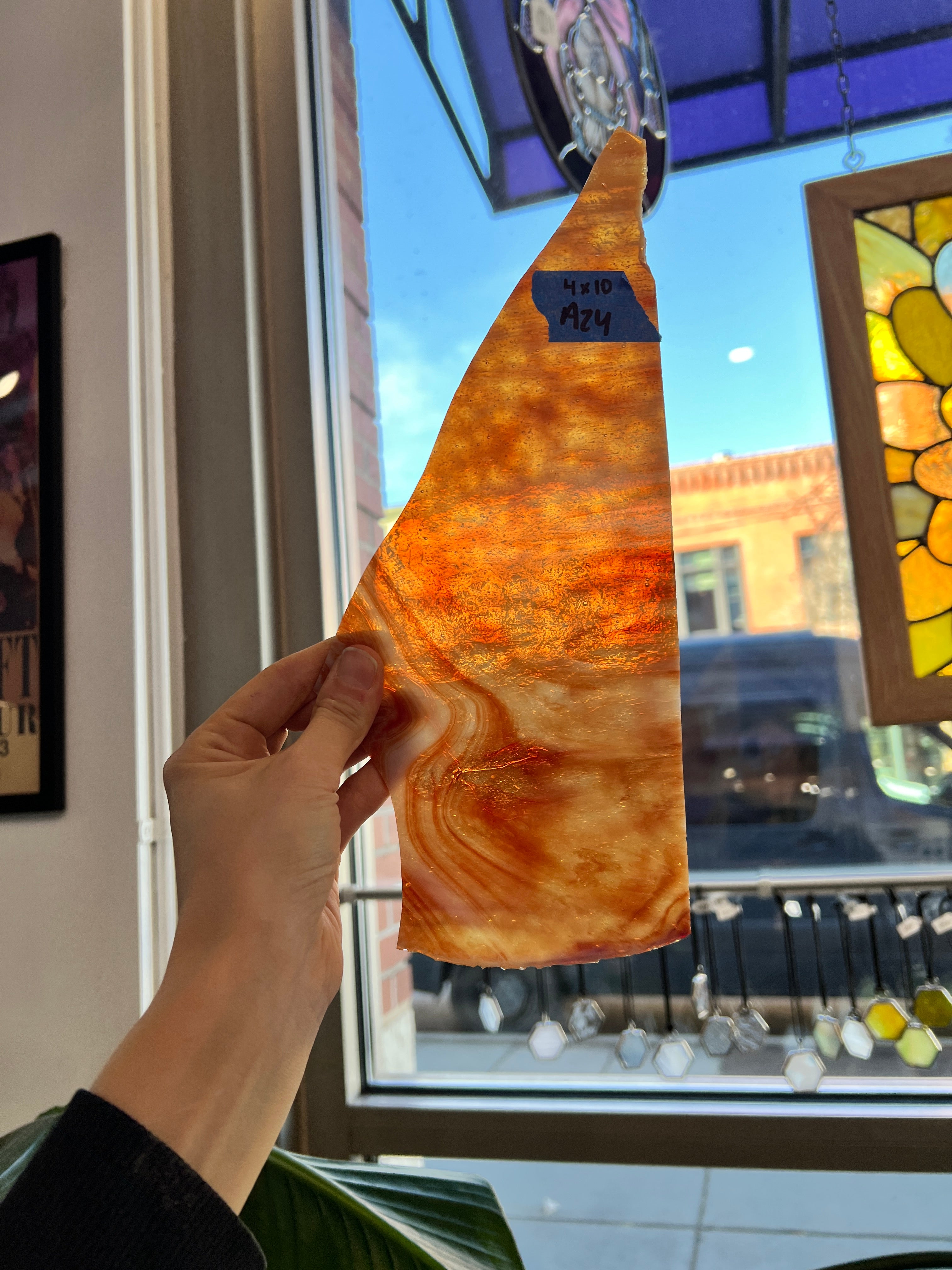 Red Orange White Wispy Sheet Glass Colorado Glassworks