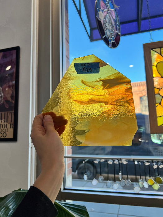 Amber White Wispy Bullseye 90 COE Sheet Glass Colorado Glassworks