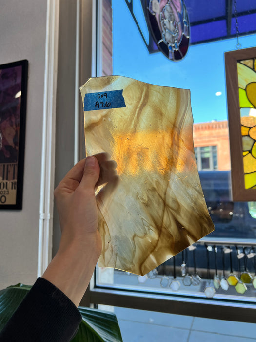 Tan White Wispy Sheet Glass Colorado Glassworks