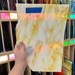 Vintage Opaque Tan White Wispy Bullseye Sheet Glass Colorado Glass Works BE584 (6 x 12.5in)