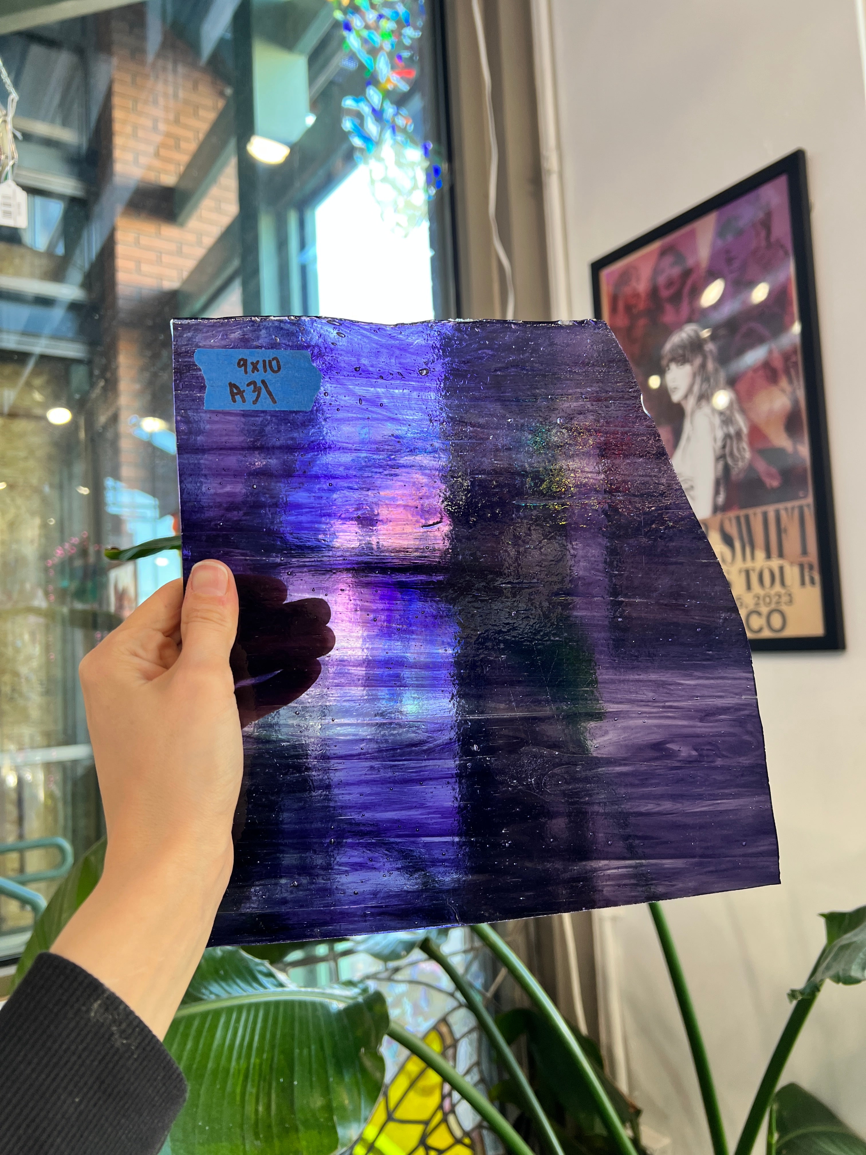 Dark Purple Clear Wispy Kokomo Sheet Glass Kokomo A31.1 (9x10in)