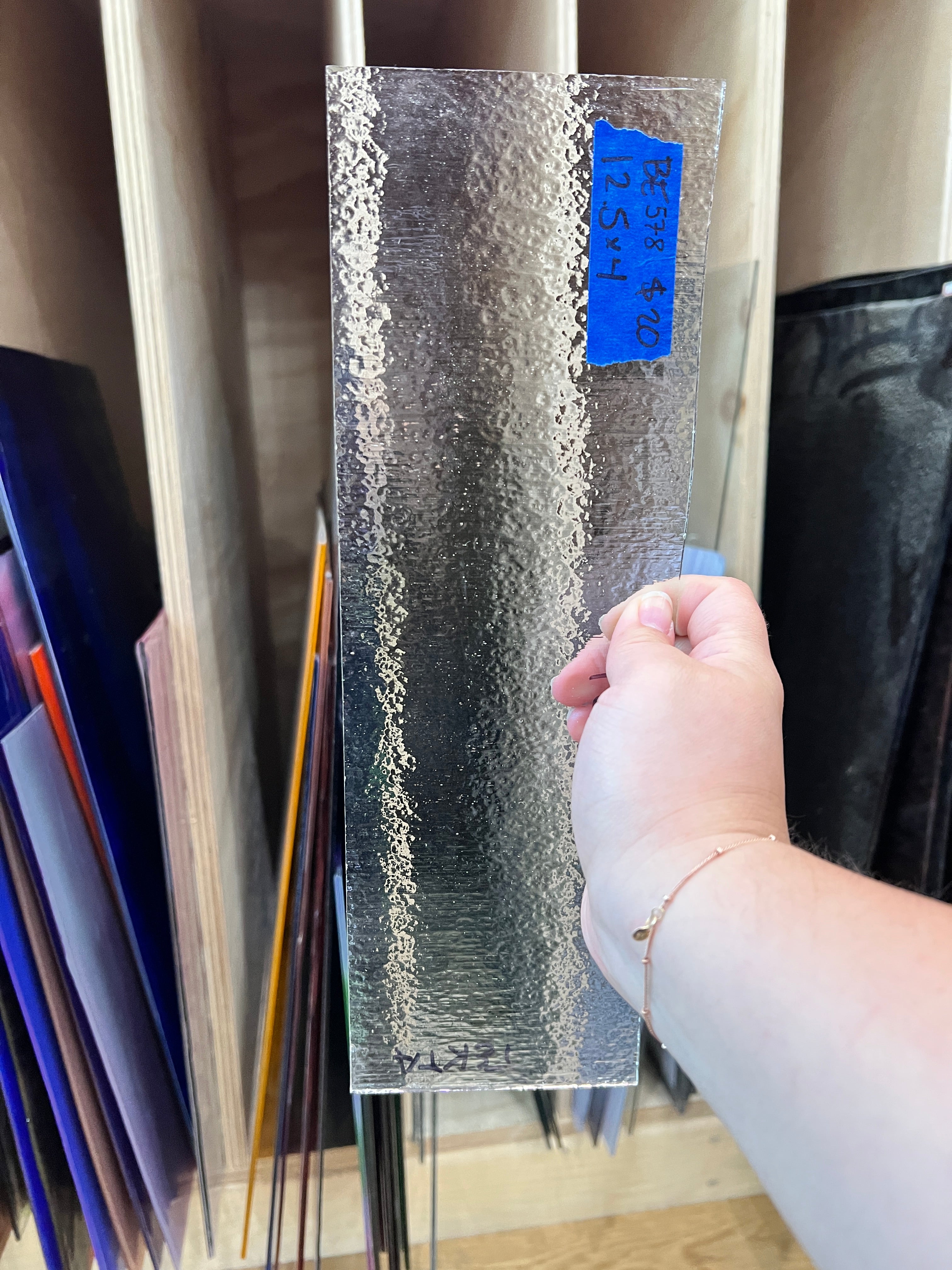 Vintage Transparent Clear Bullseye Tekta Sheet Glass Bullseye BE578 (12.5 x 4in)
