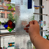 Vintage Transparent Clear Bullseye Tekta Sheet Glass Bullseye