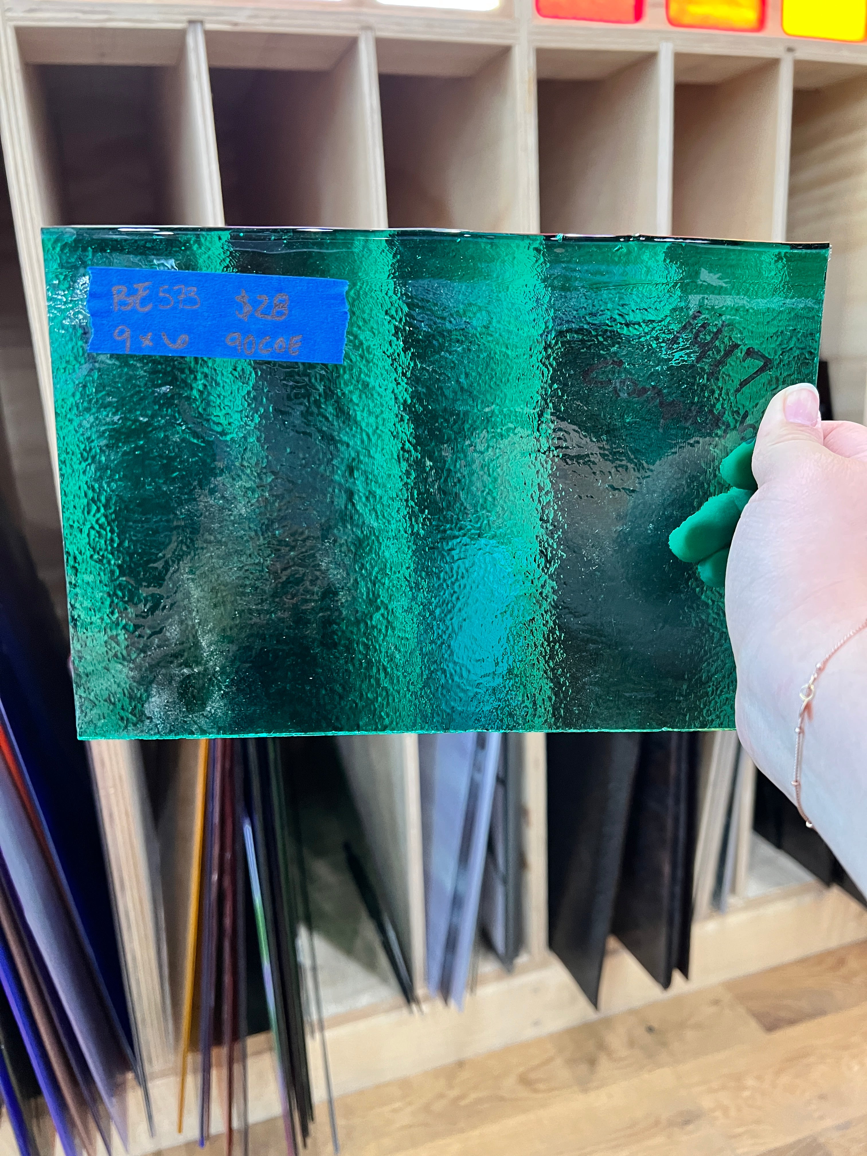 Vintage Green Fusible 90COE Bullseye Sheet Glass Colorado Glass Works
