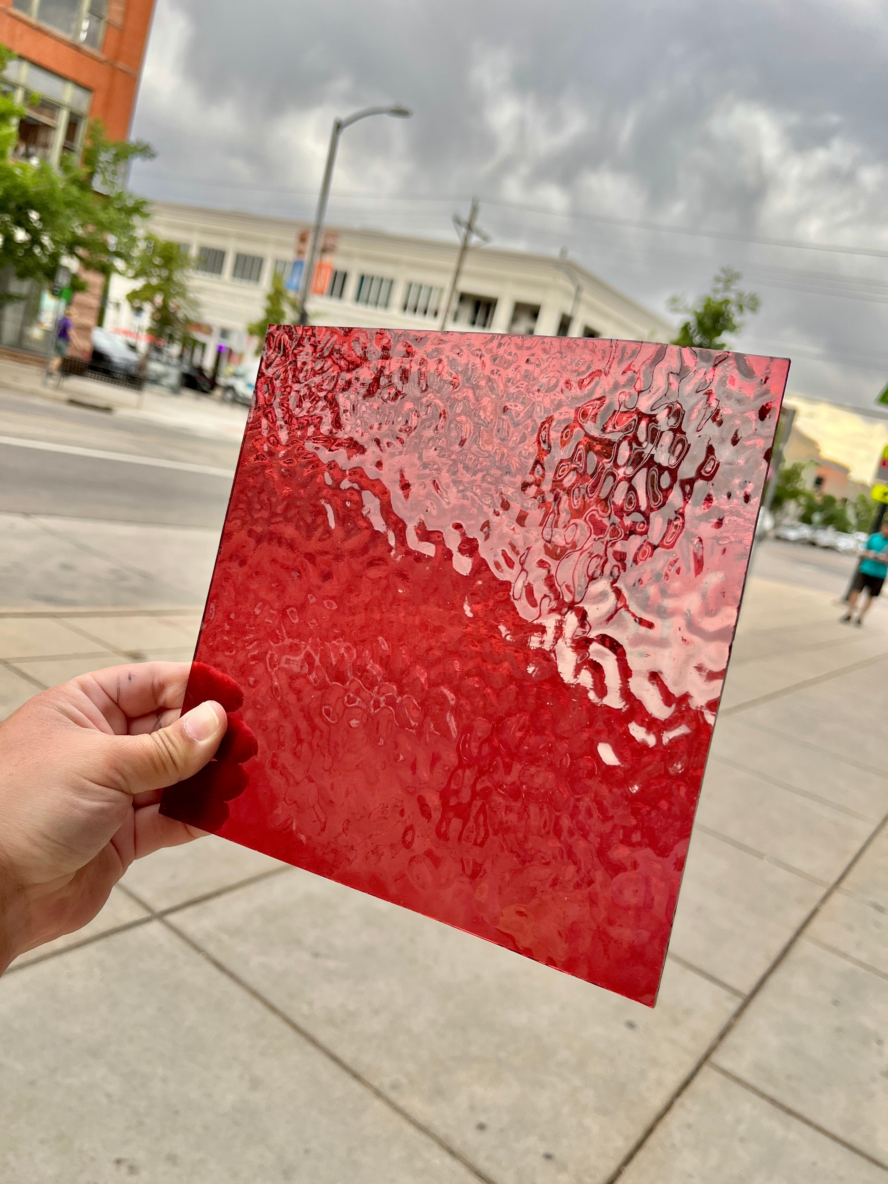 Transparent Cranberry English Muffle Wissmach Sheet Glass Wissmach   