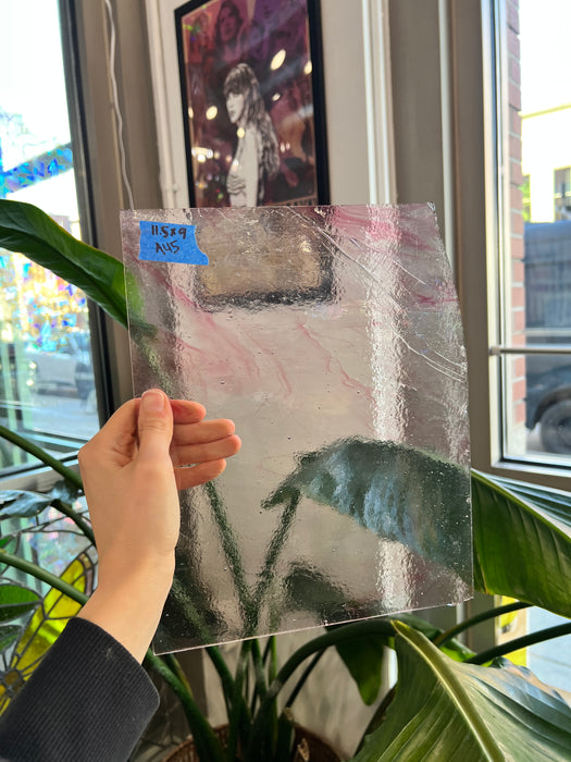 Clear Light Pink Wispy Kokomo Sheet Glass Colorado Glassworks A45 (11.5x9in)