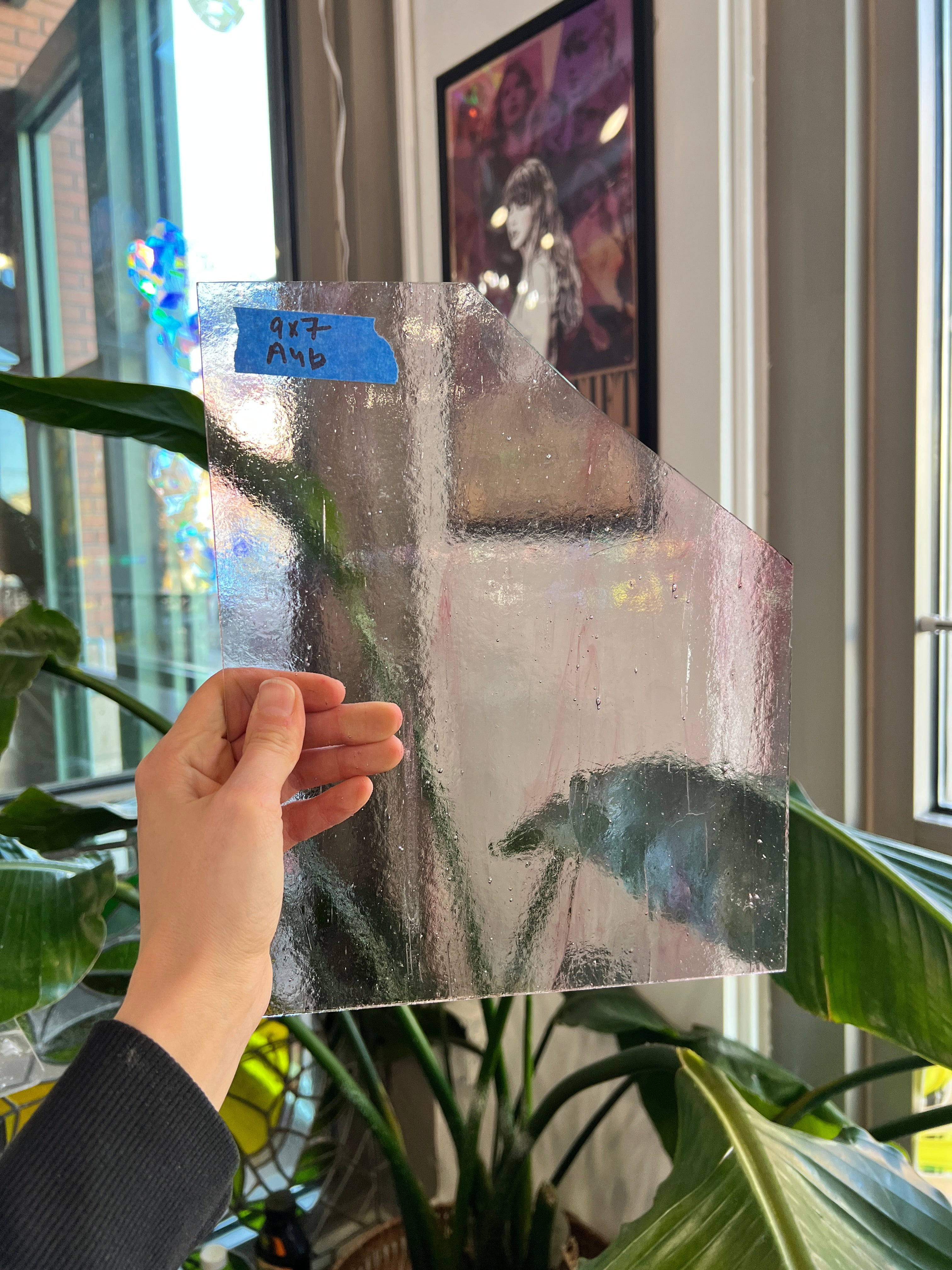 Clear Light Pink Wispy Kokomo Sheet Glass Colorado Glassworks A46 (9x7in)