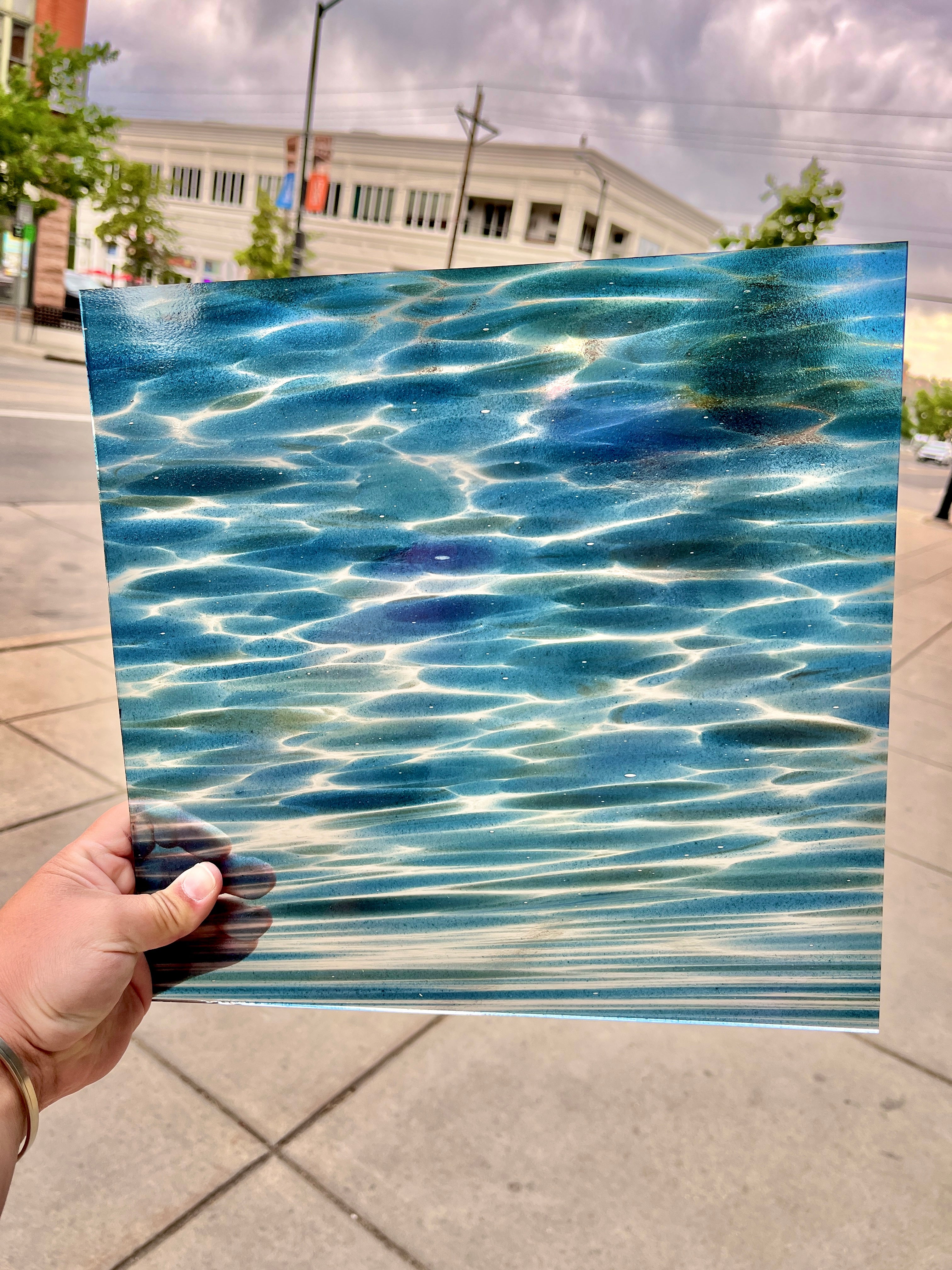 Odyssey Blue Aventurine Fusers Reserve Oceanside Fusible 96 COE (FR75F) Sheet Glass Colorado Glassworks