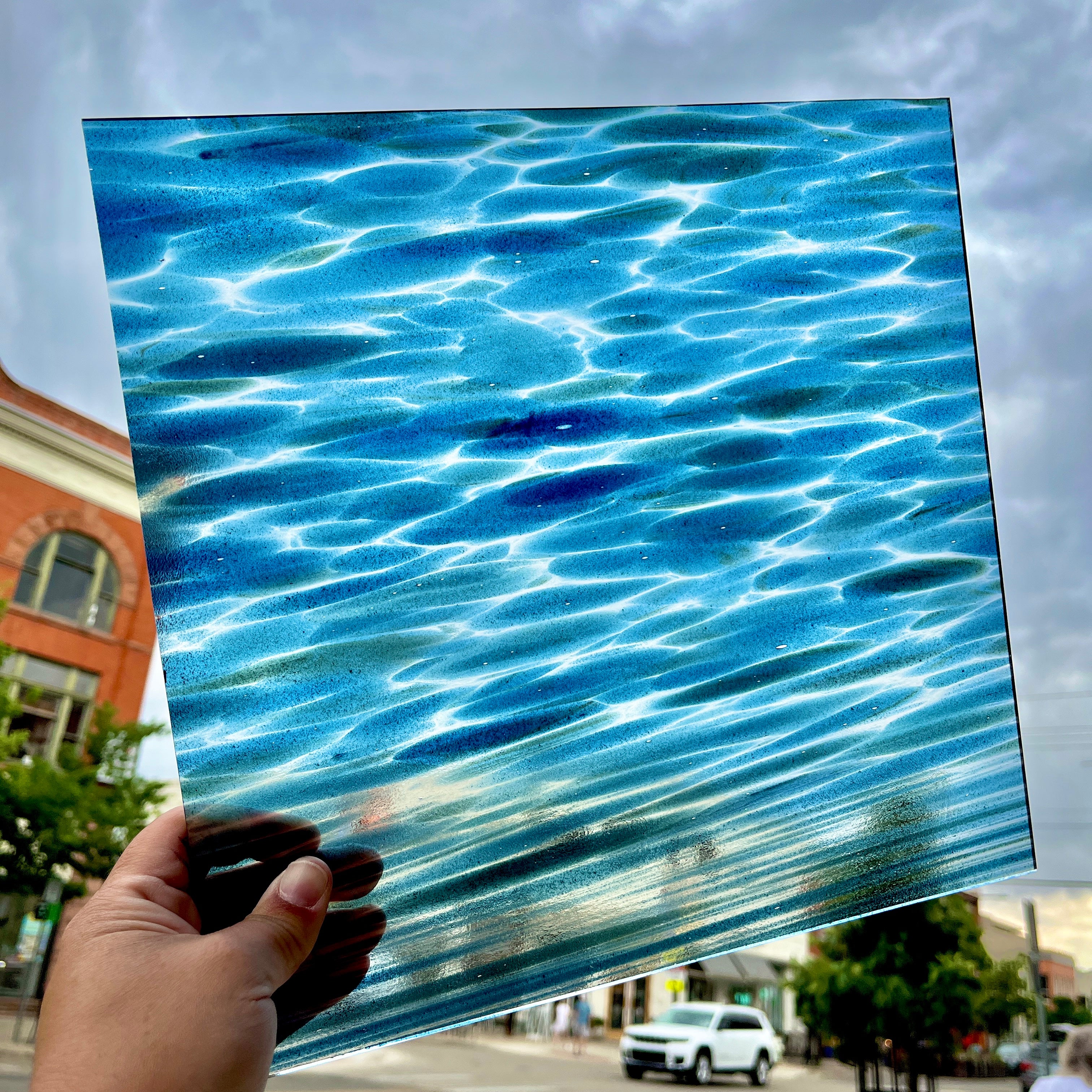 Odyssey Blue Aventurine Fusers Reserve Oceanside Fusible 96 COE (FR75F) Sheet Glass Colorado Glassworks
